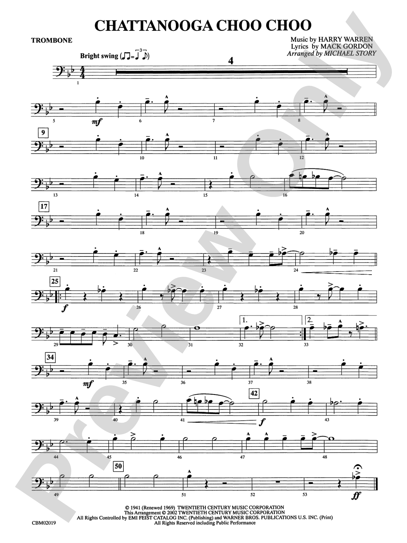 Chattanooga Choo Choo: 1st Trombone