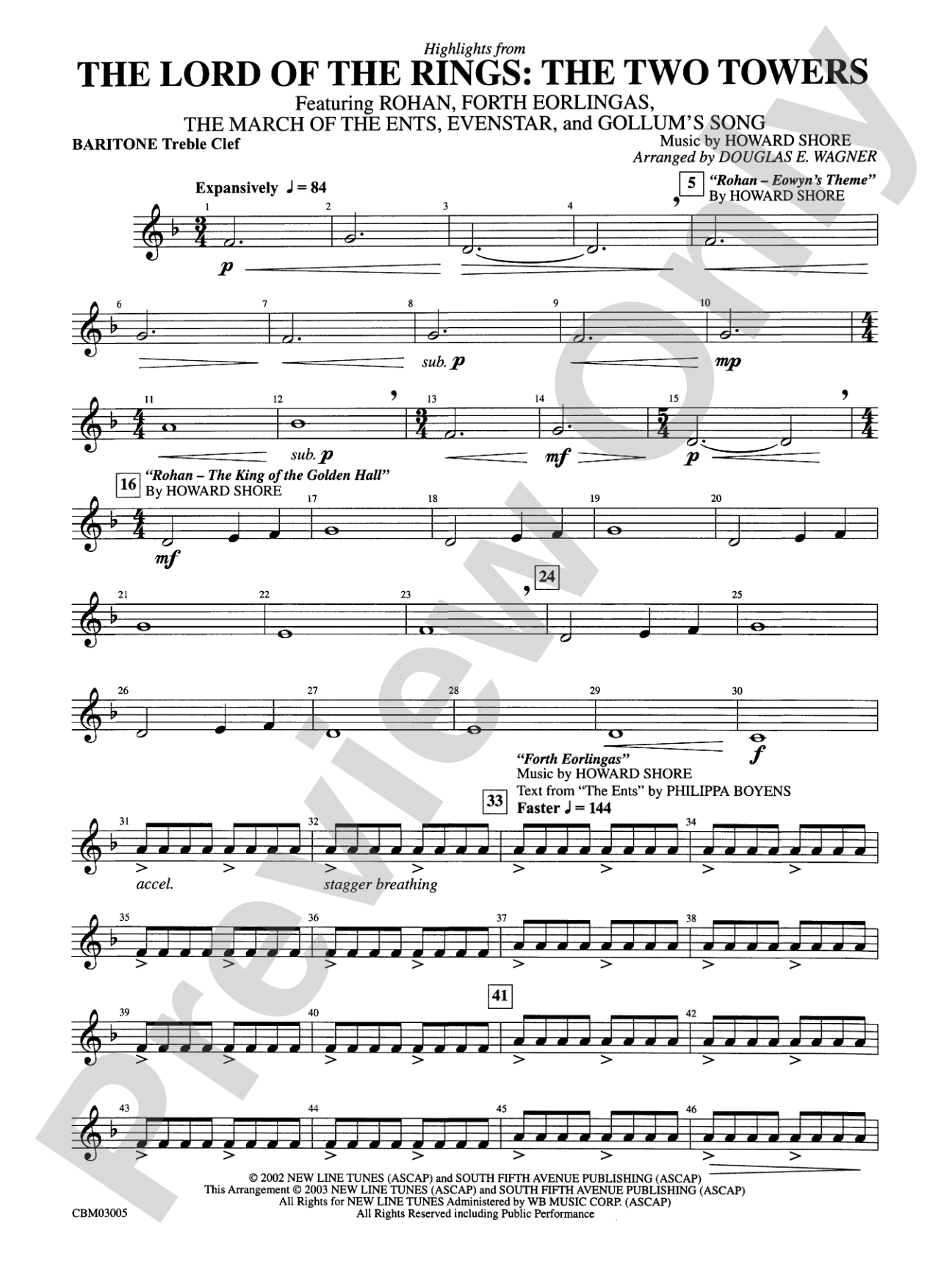 The Lord of the Rings: The Two Towers, Highlights from: Baritone T.C.