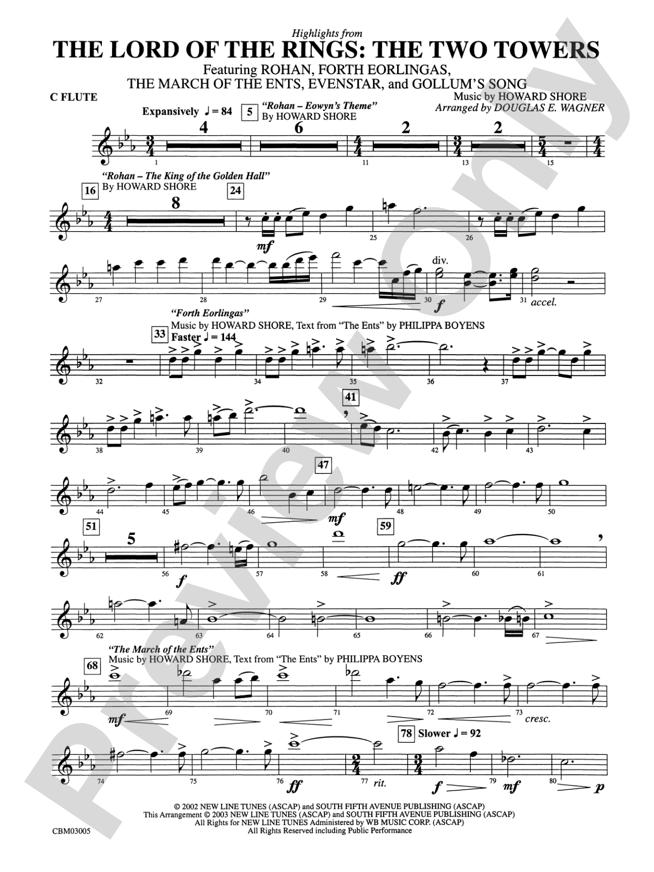 The Lord of the Rings: The Two Towers, Highlights from: Flute