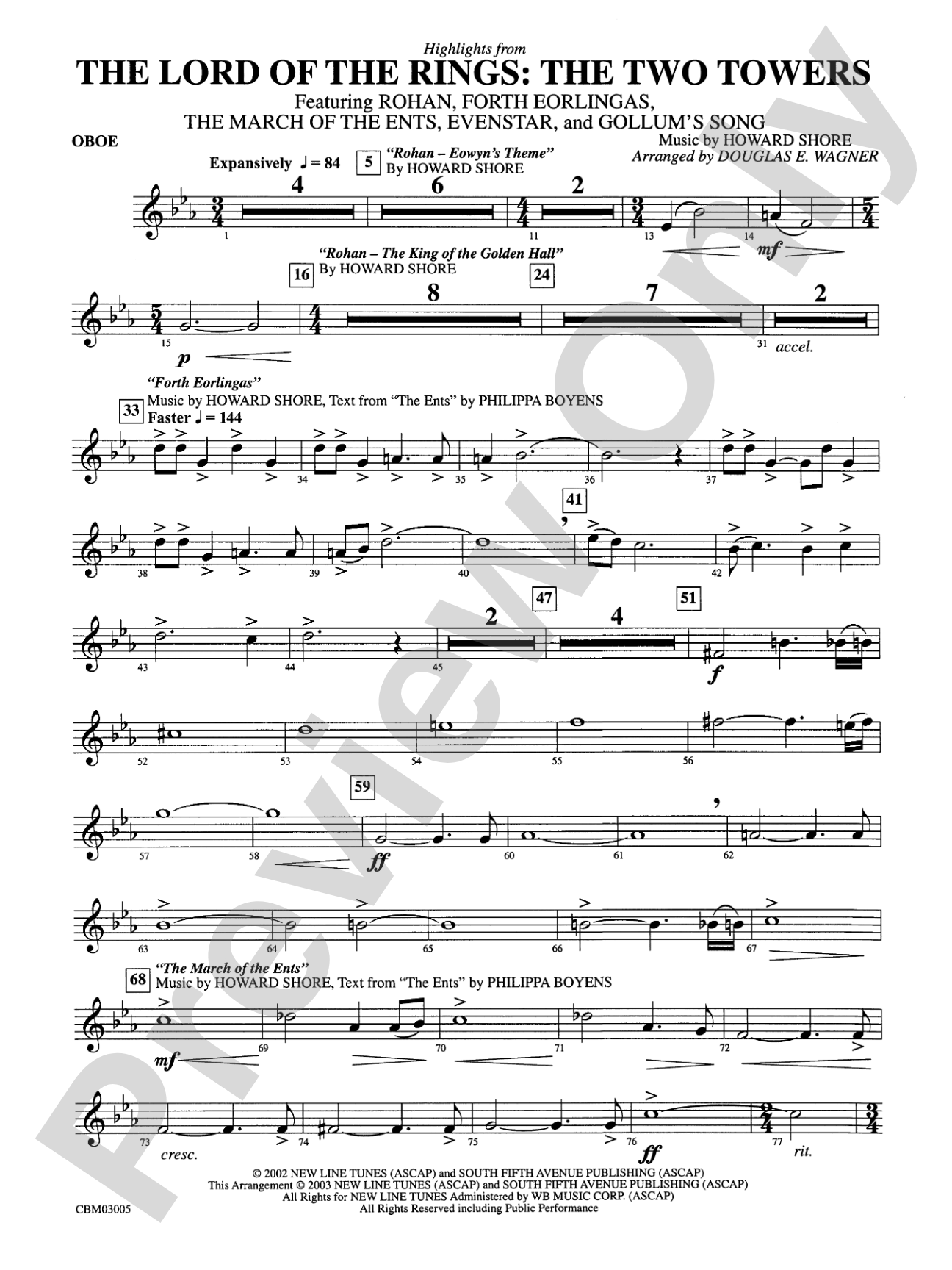 The Lord of the Rings: The Two Towers, Highlights from: Oboe