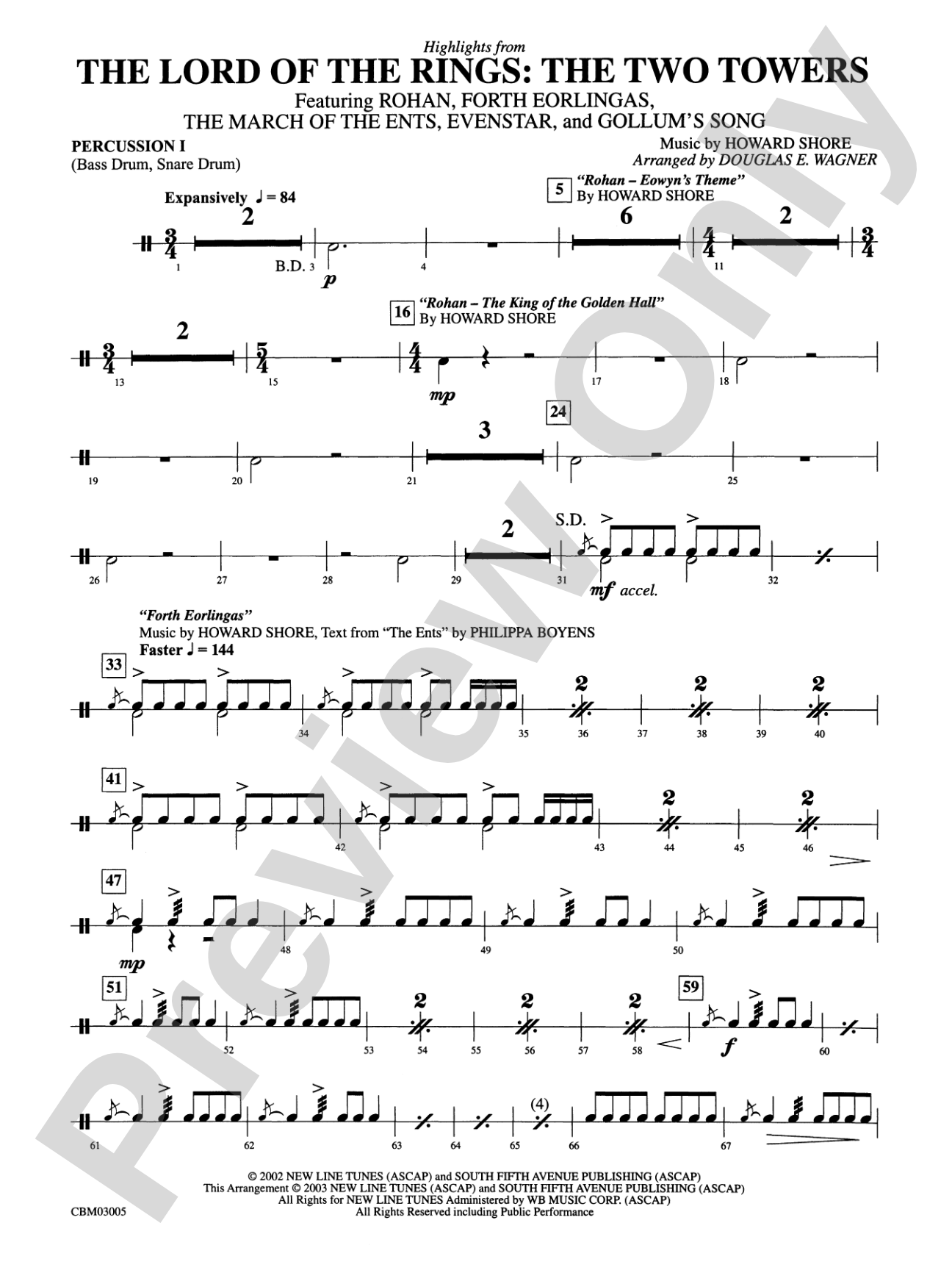 The Lord of the Rings: The Two Towers, Highlights from: 1st Percussion