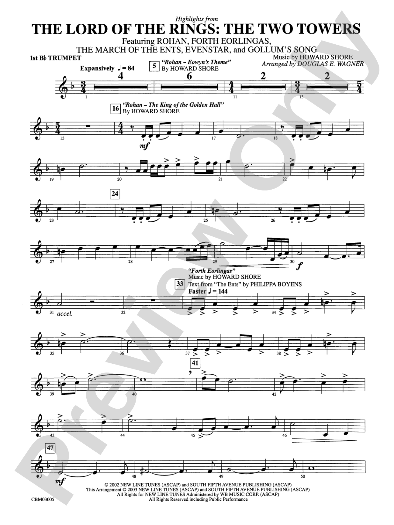 The Lord of the Rings: The Two Towers, Highlights from: 1st B-flat Trumpet