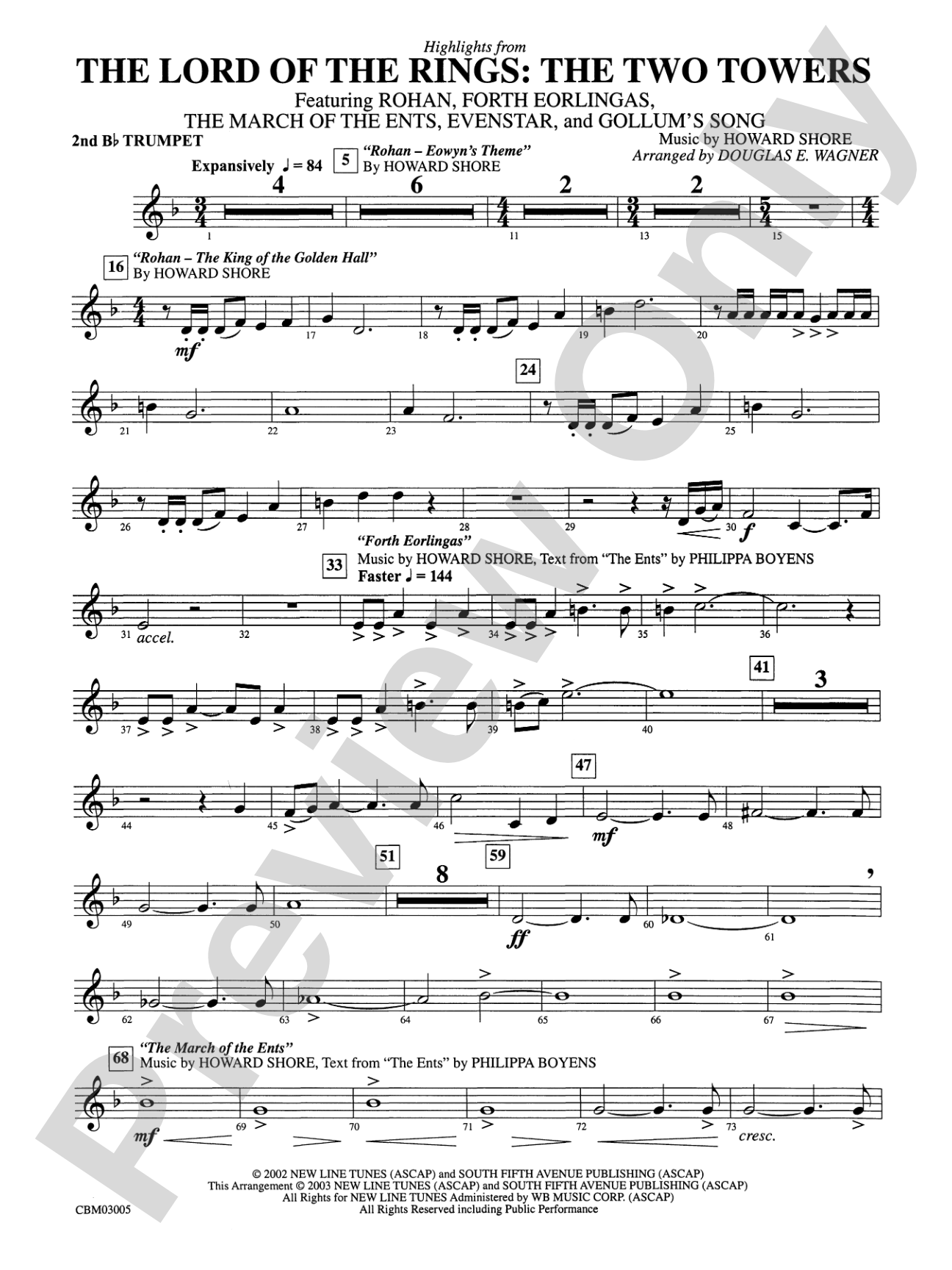 The Lord of the Rings: The Two Towers, Highlights from: 2nd B-flat Trumpet