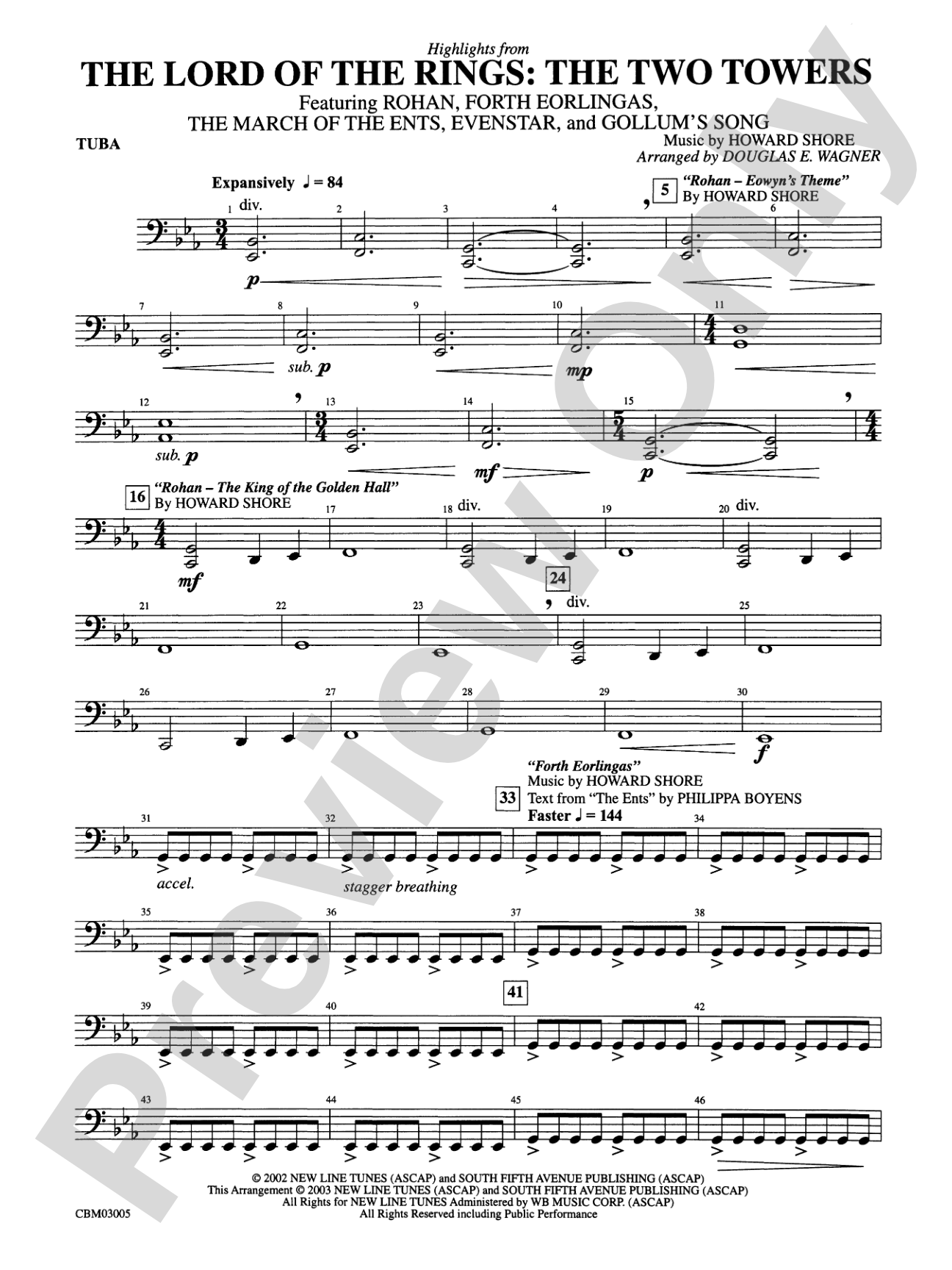 The Lord of the Rings: The Two Towers, Highlights from: Tuba