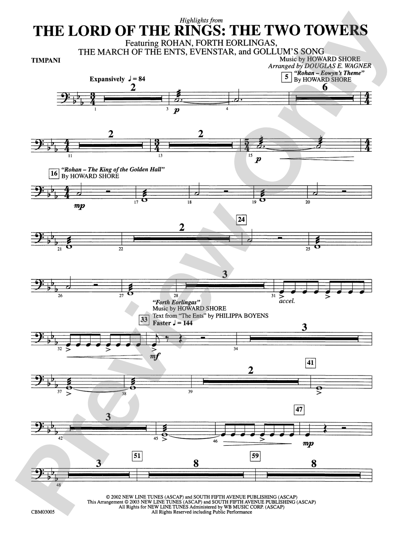 The Lord of the Rings: The Two Towers, Highlights from: Timpani