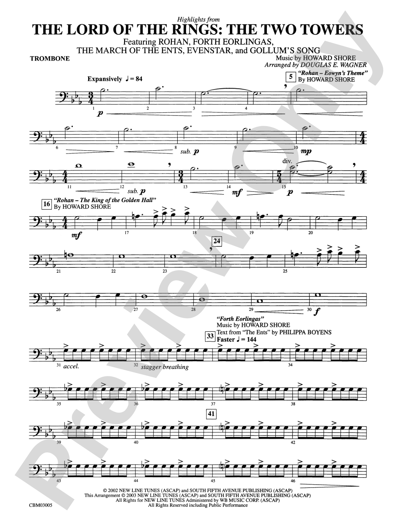 The Lord of the Rings: The Two Towers, Highlights from: 1st Trombone