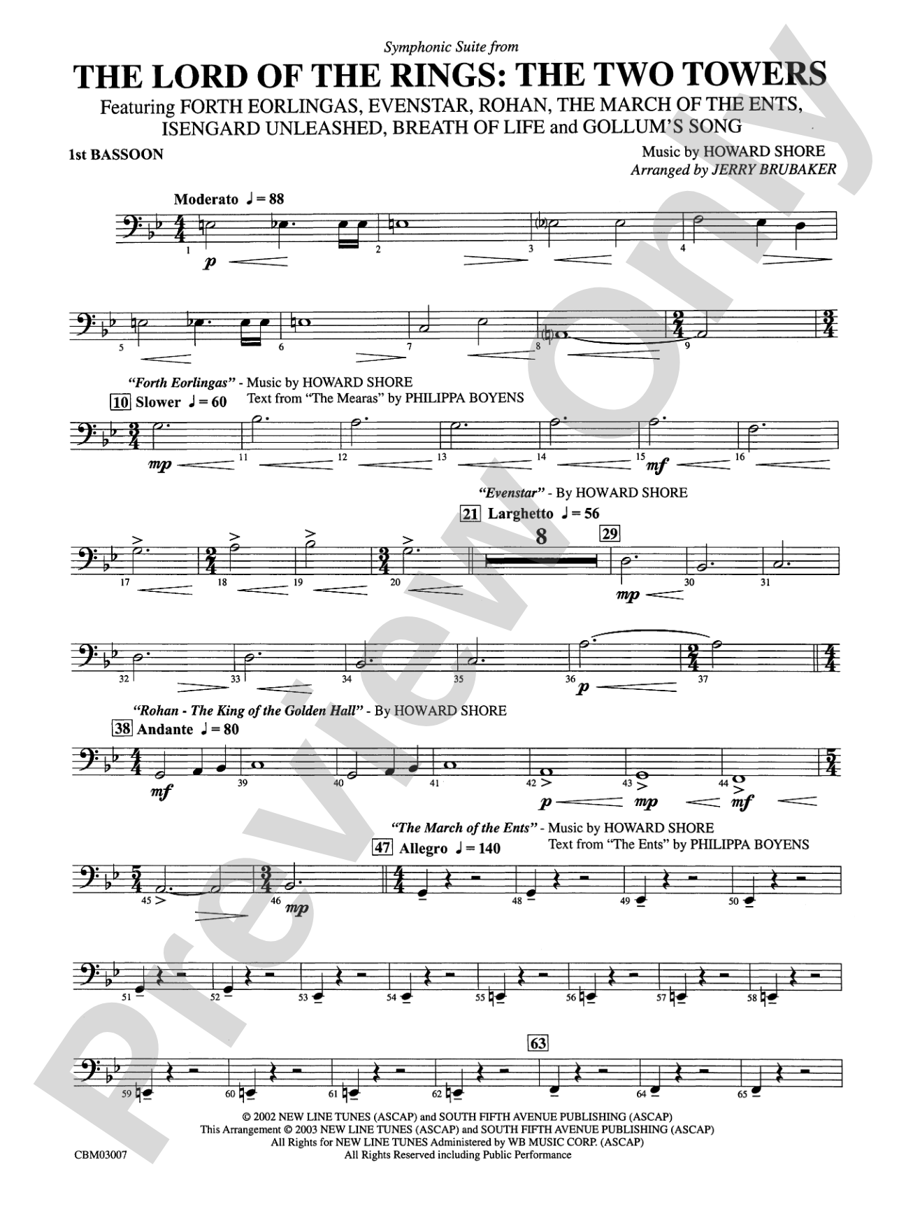 The Lord of the Rings: The Two Towers, Symphonic Suite from: Bassoon