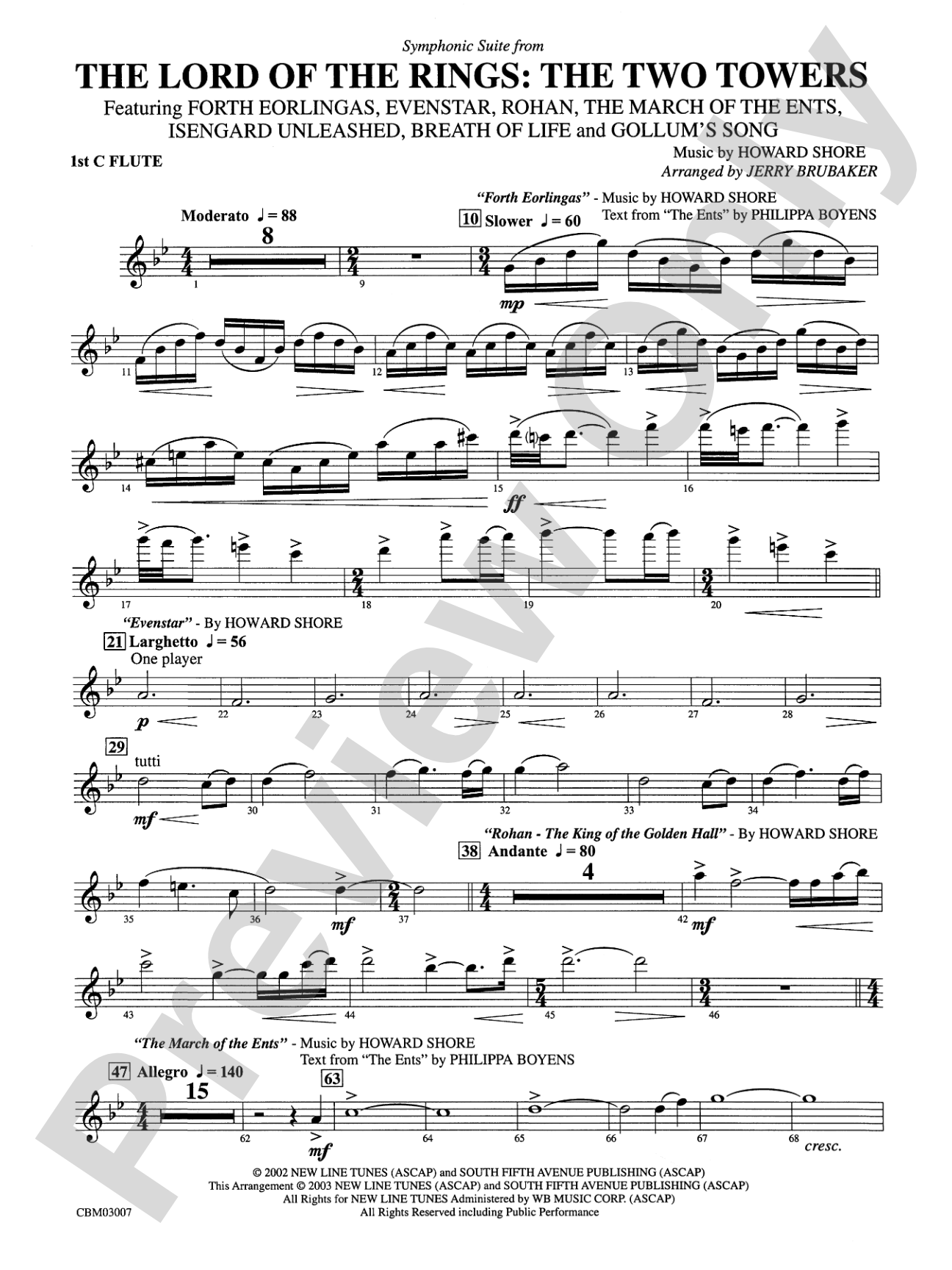 The Lord of the Rings: The Two Towers, Symphonic Suite from: Flute