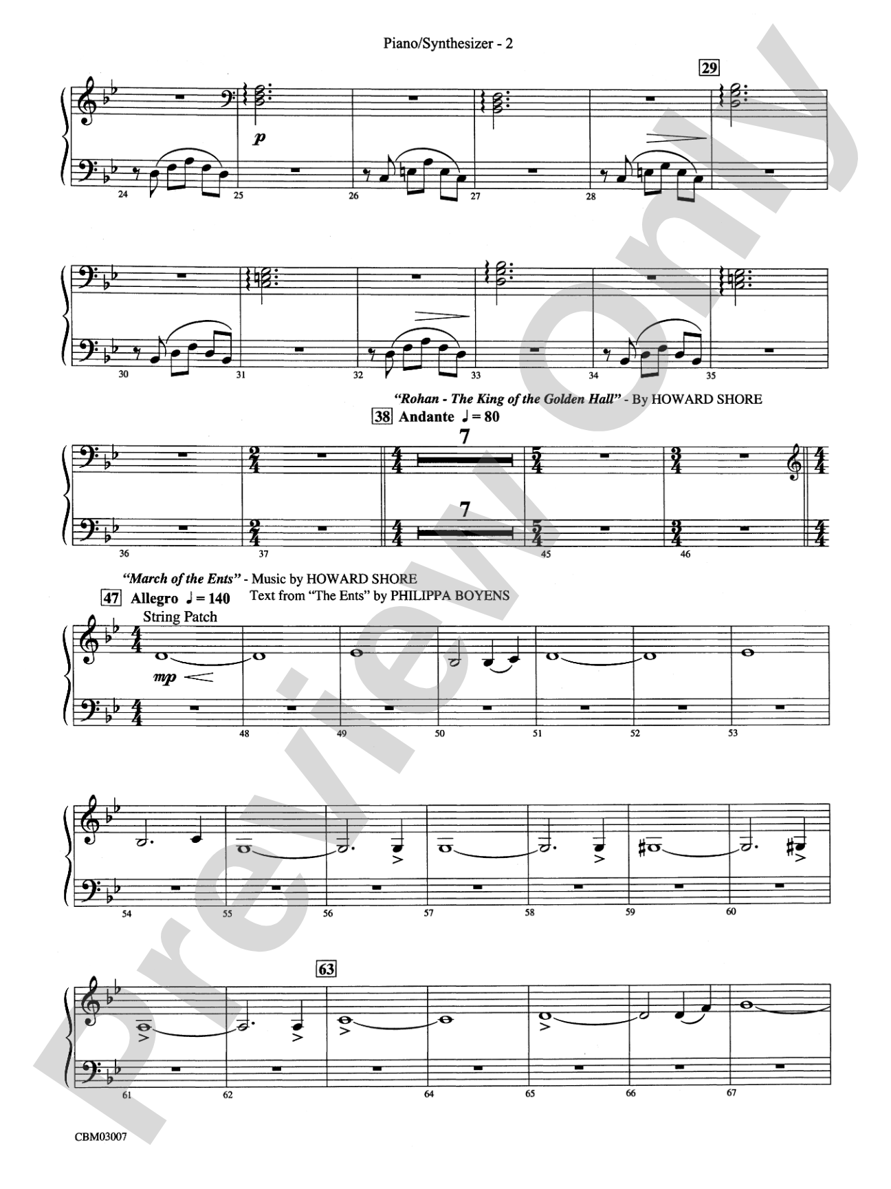 The Lord of the Rings: The Two Towers, Symphonic Suite from: Piano Accompaniment