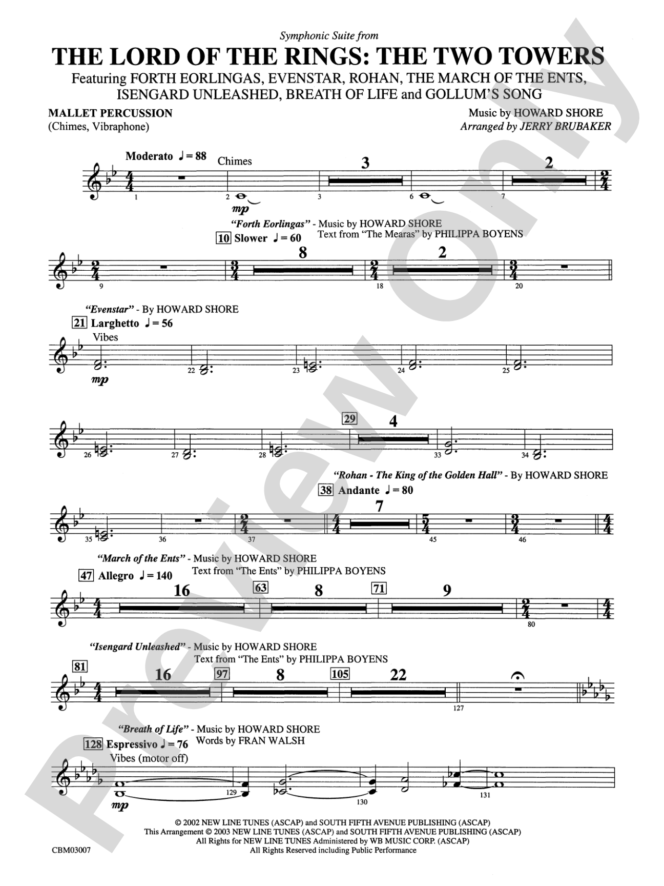 The Lord of the Rings: The Two Towers, Symphonic Suite from: Mallets