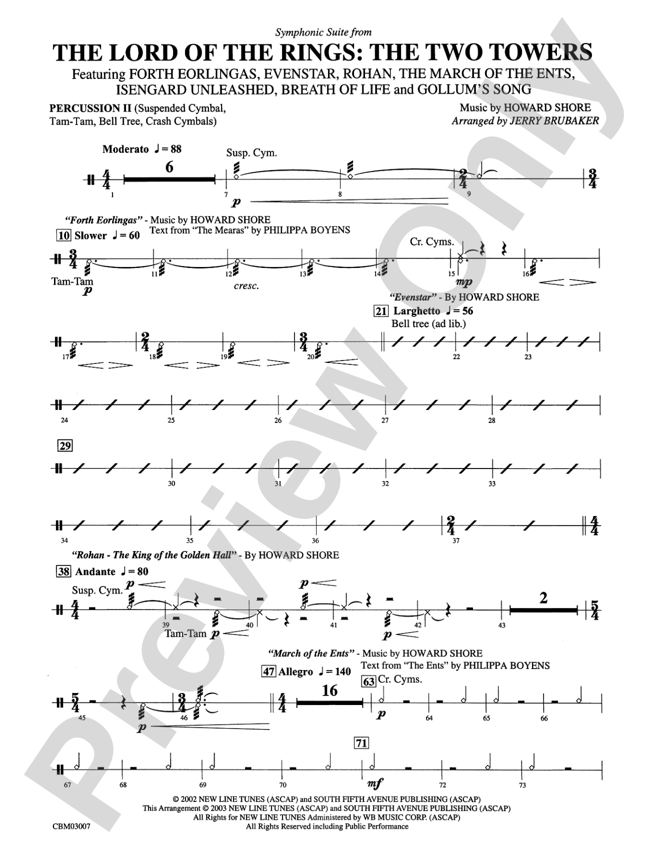 The Lord of the Rings: The Two Towers, Symphonic Suite from: 2nd Percussion