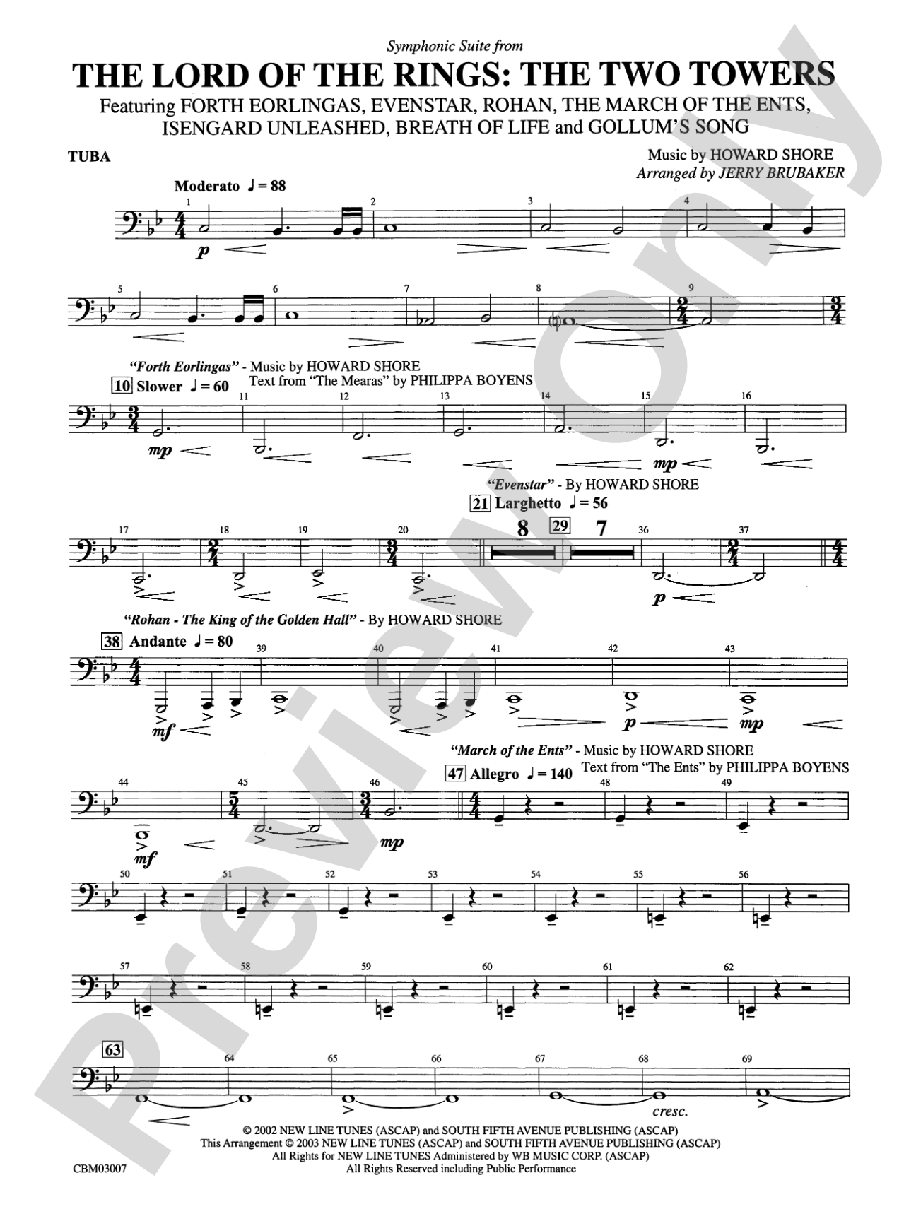 The Lord of the Rings: The Two Towers, Symphonic Suite from: Tuba