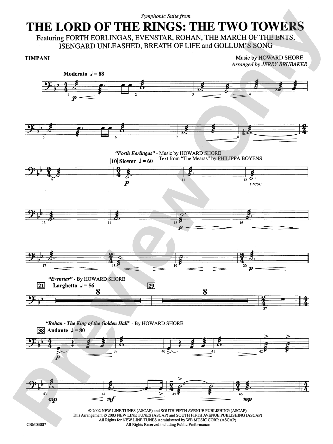 The Lord of the Rings: The Two Towers, Symphonic Suite from: Timpani