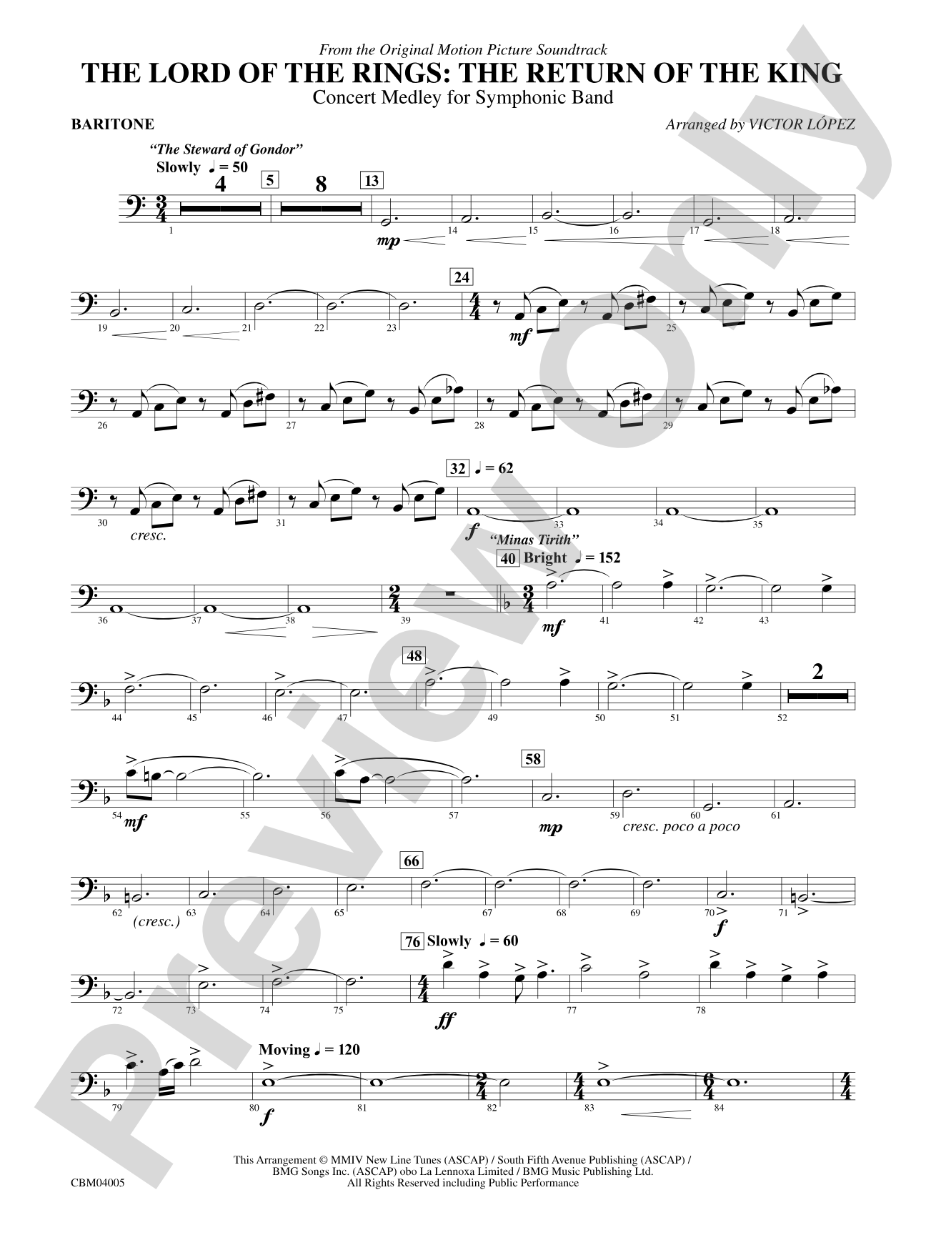 The Lord of the Rings: The Return of the King, Symphonic Suite from: Baritone B.C.