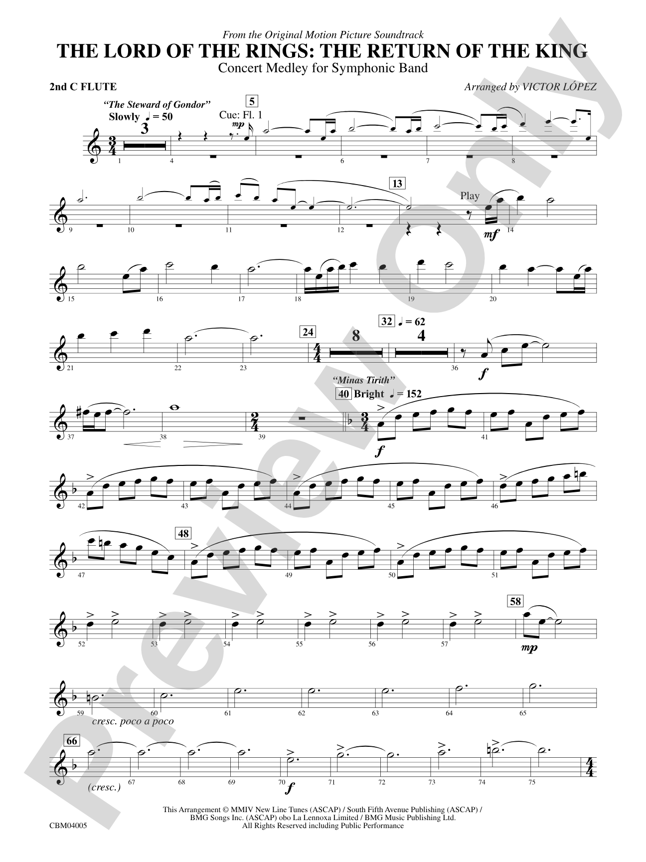 The Lord of the Rings: The Return of the King, Symphonic Suite from: 2nd Flute