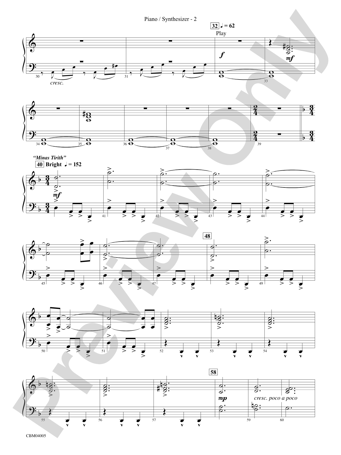 The Lord of the Rings: The Return of the King, Symphonic Suite from: Piano Accompaniment