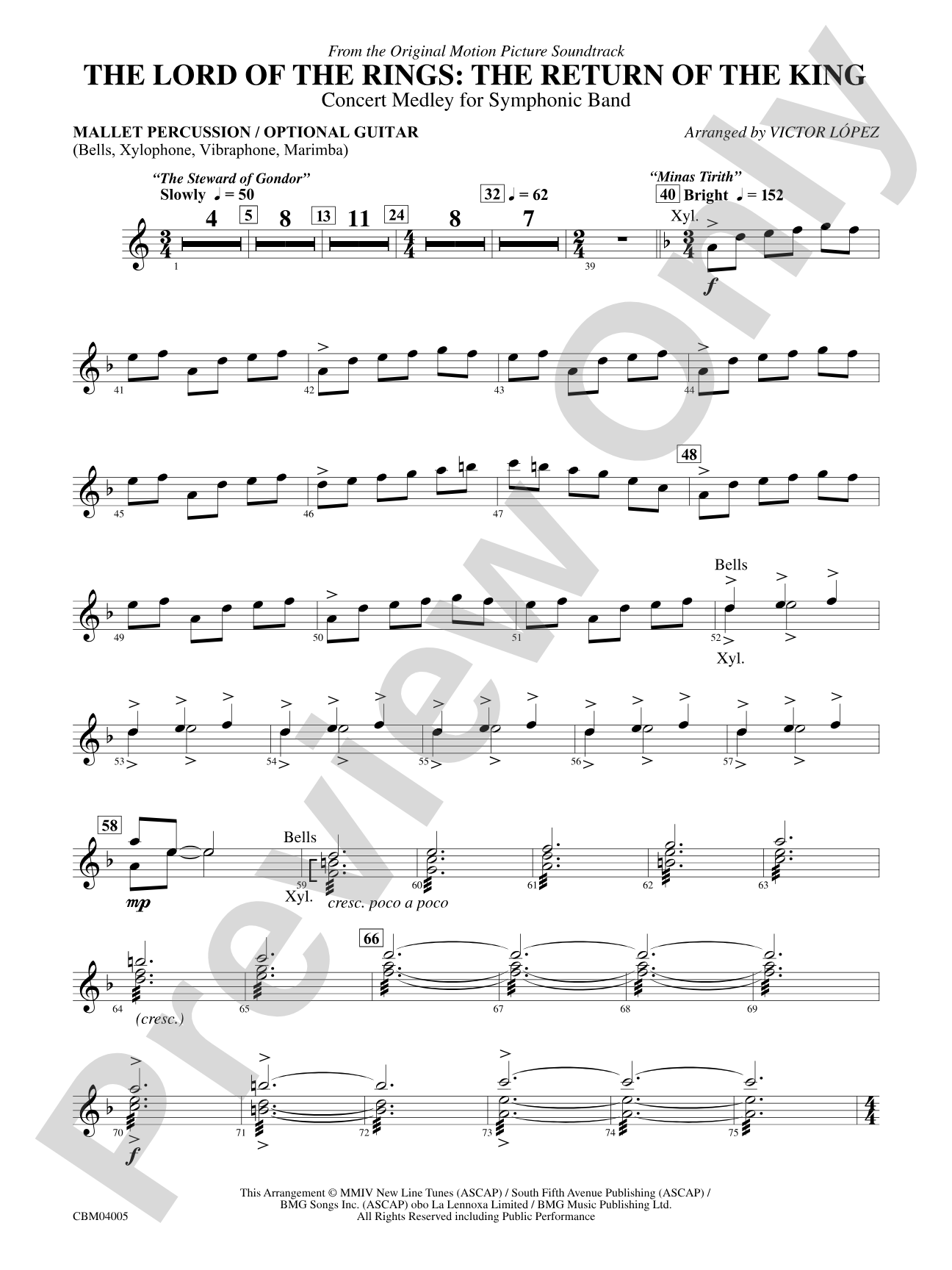 The Lord of the Rings: The Return of the King, Symphonic Suite from: Mallets