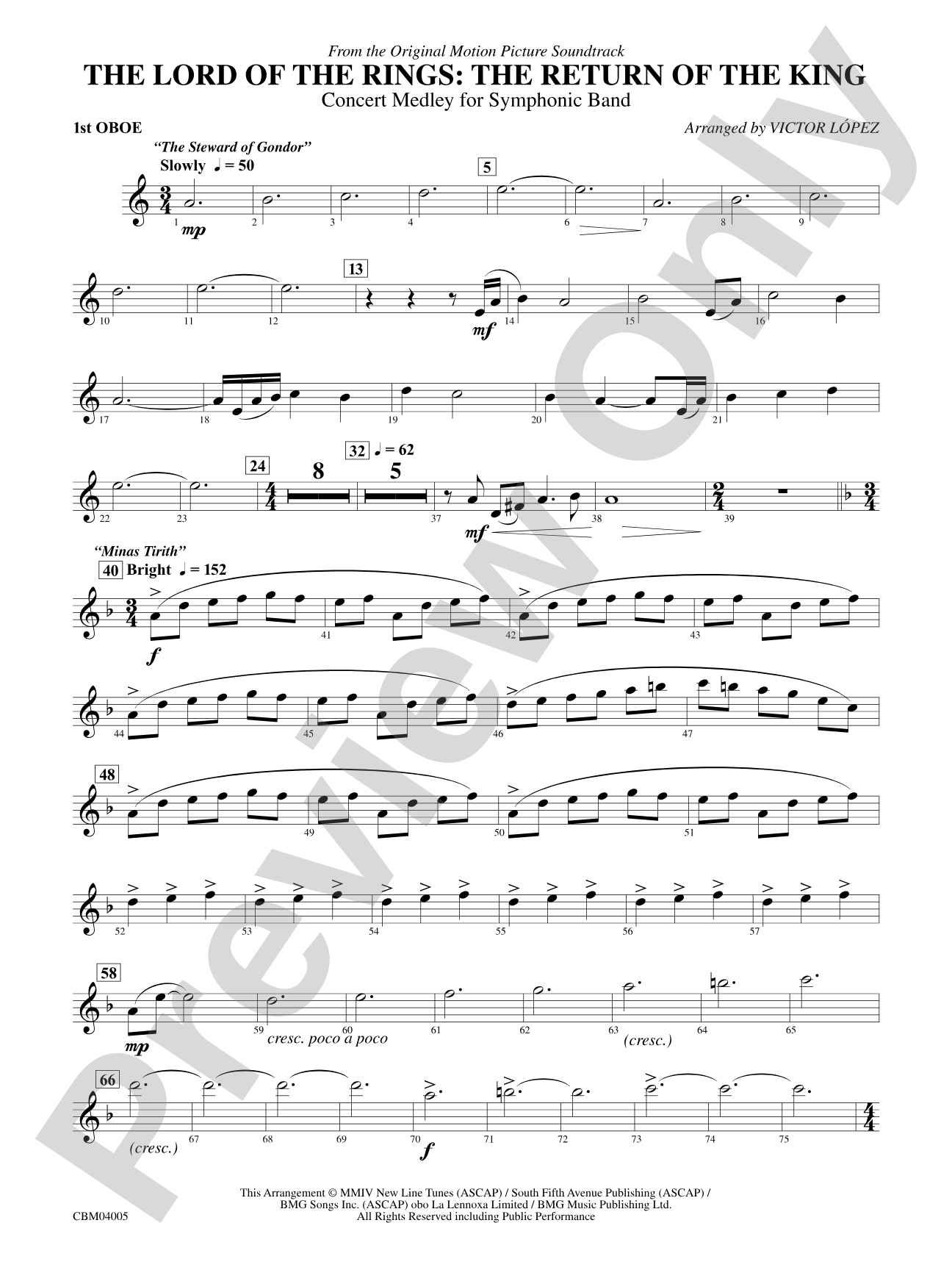 The Lord of the Rings: The Return of the King, Symphonic Suite from: Oboe