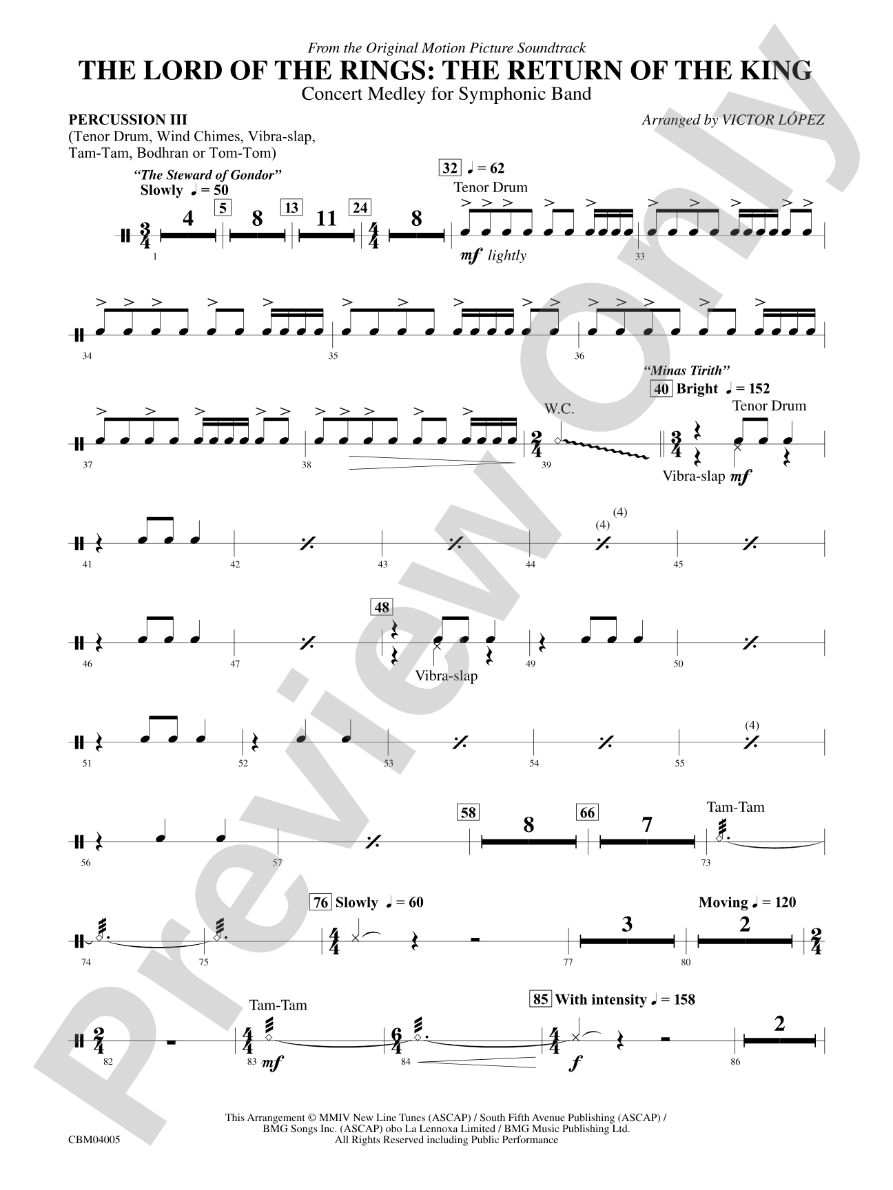 The Lord of the Rings: The Return of the King, Symphonic Suite from: 3rd Percussion