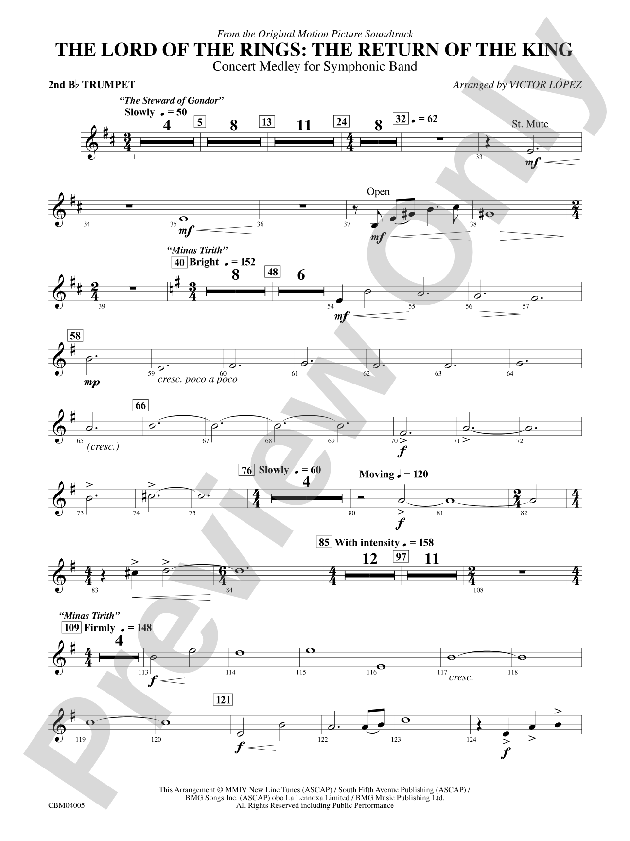 The Lord of the Rings: The Return of the King, Symphonic Suite from: 2nd B-flat Trumpet
