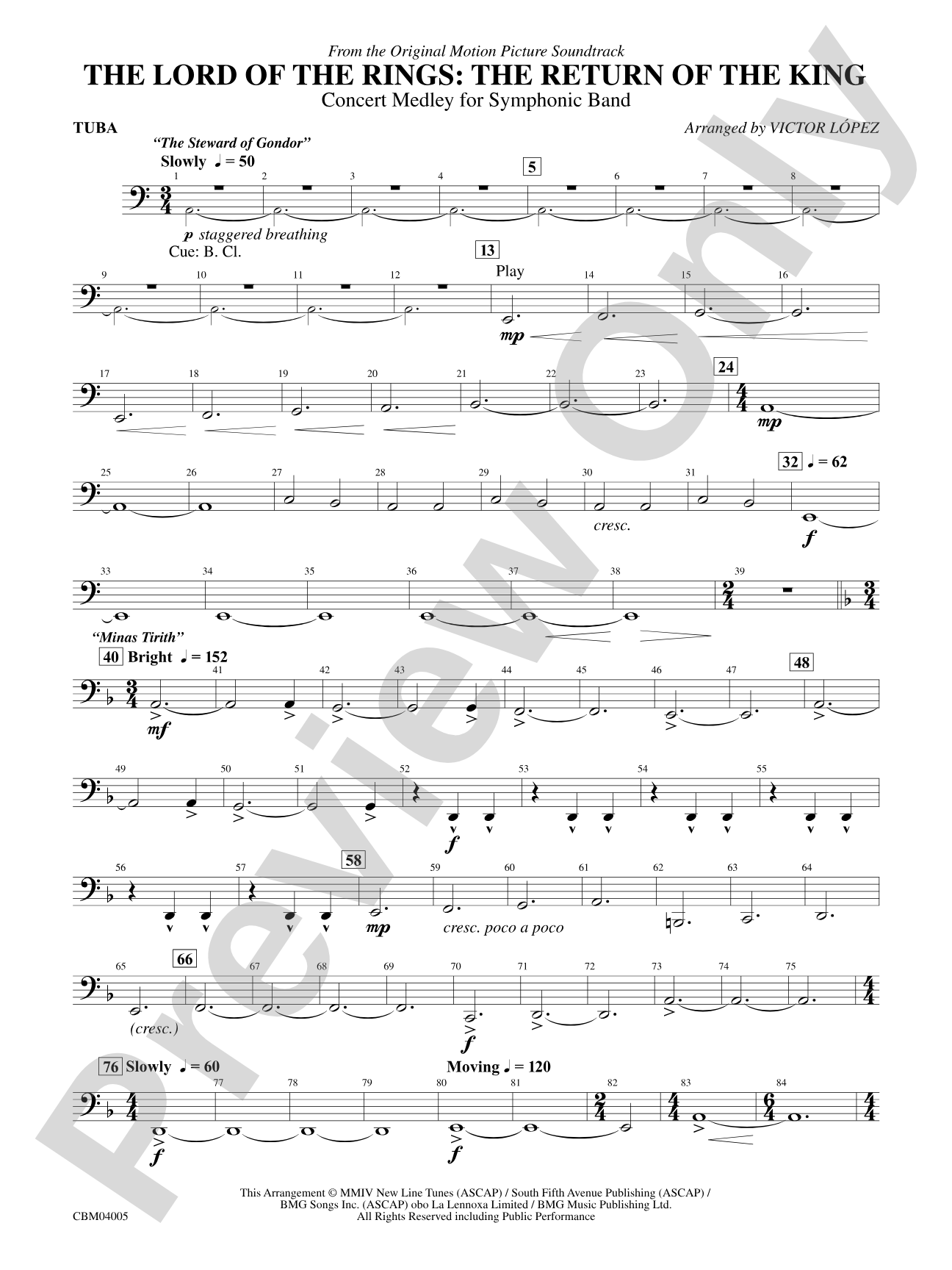 The Lord of the Rings: The Return of the King, Symphonic Suite from: Tuba