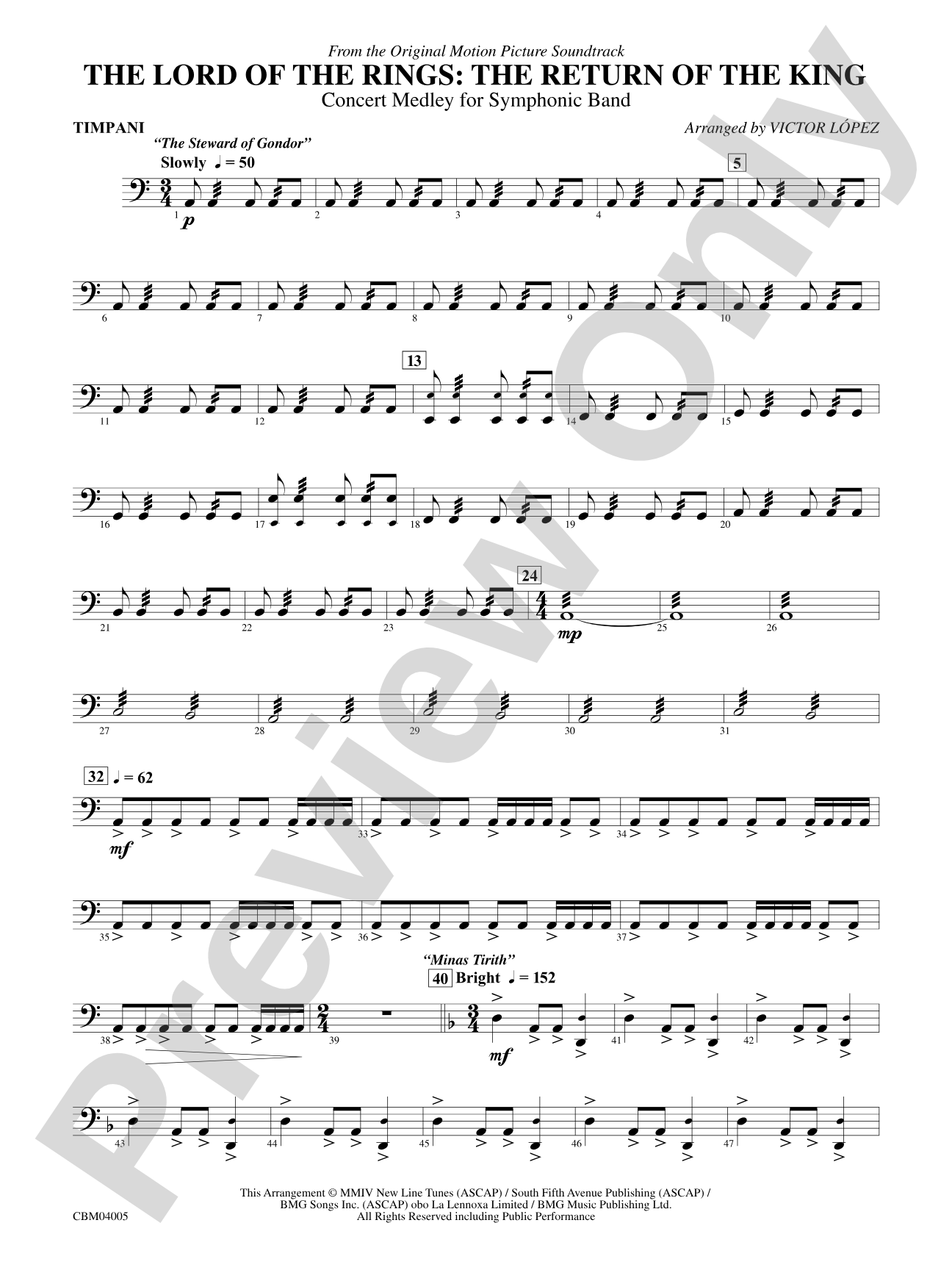 The Lord of the Rings: The Return of the King, Symphonic Suite from: Timpani