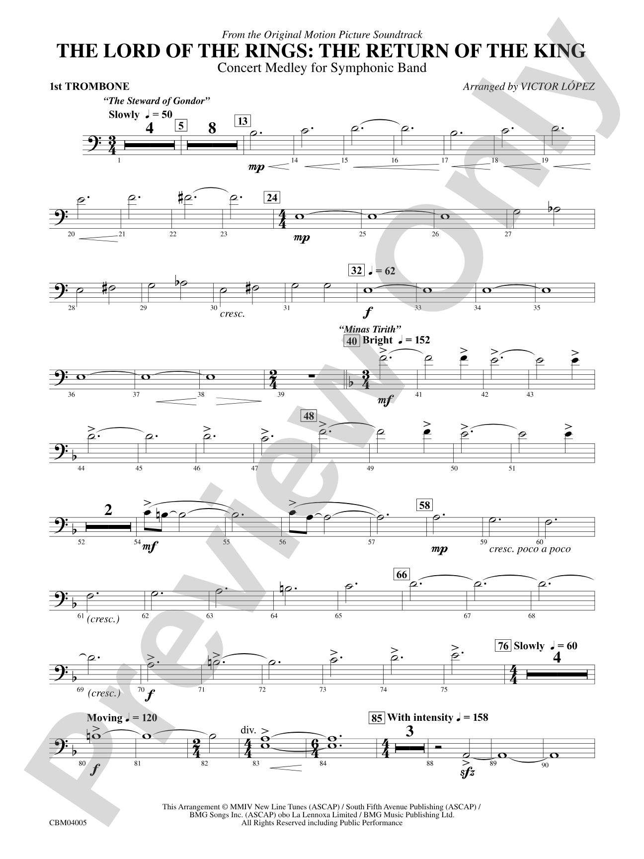 The Lord of the Rings: The Return of the King, Symphonic Suite from: 1st Trombone