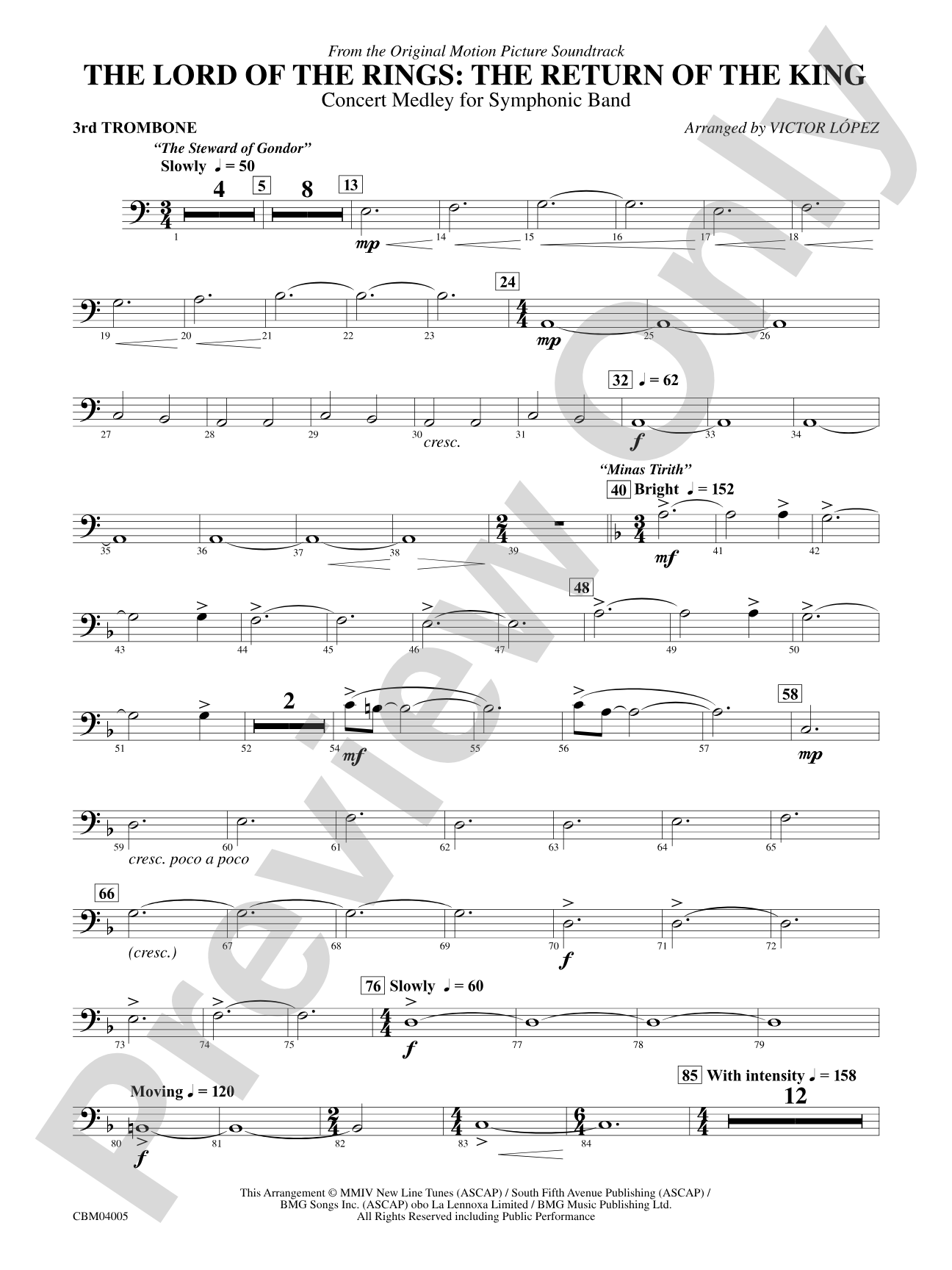 The Lord of the Rings: The Return of the King, Symphonic Suite from: 3rd Trombone