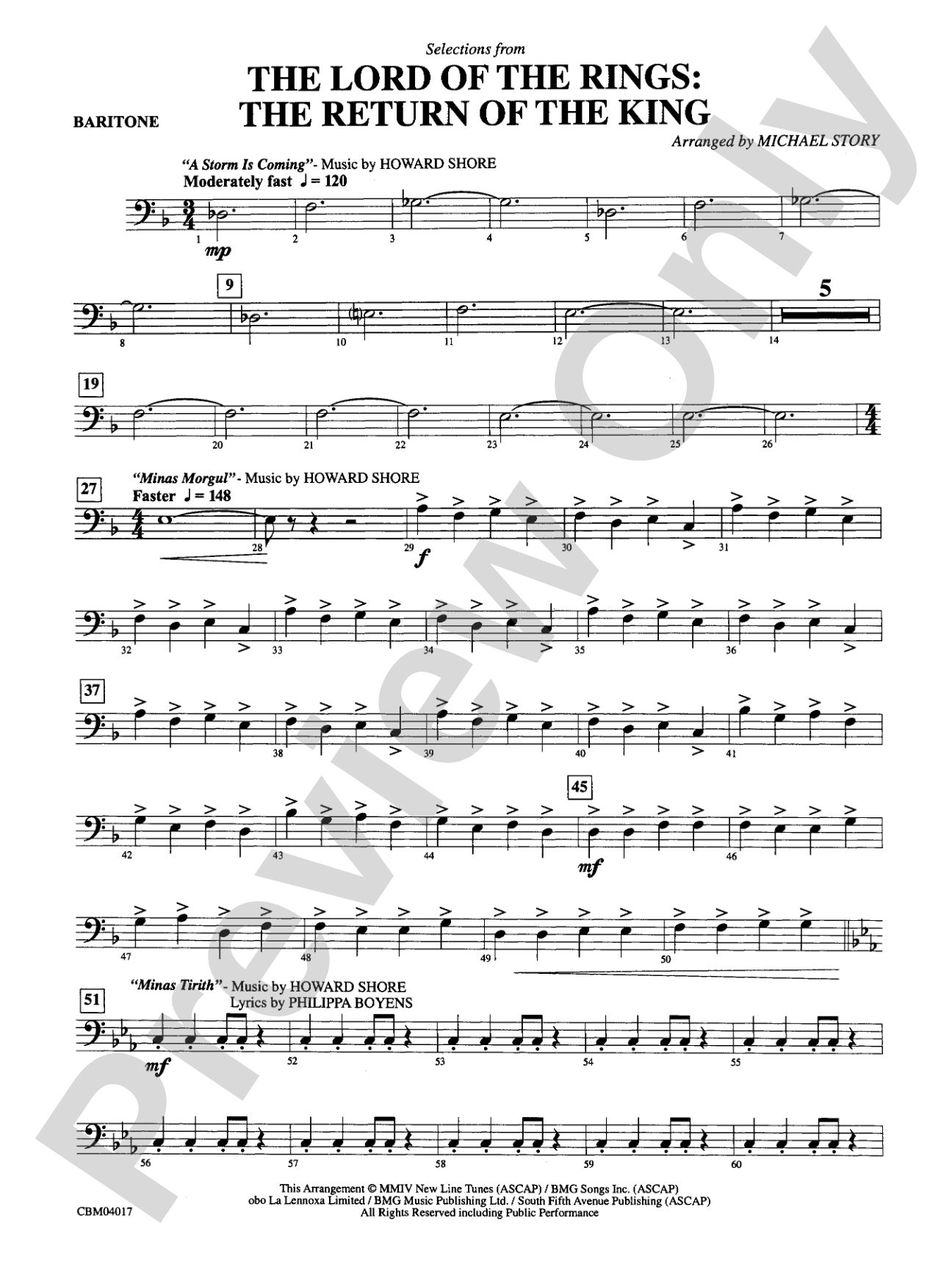 The Lord of the Rings: The Return of the King, Selections from: Baritone B.C.