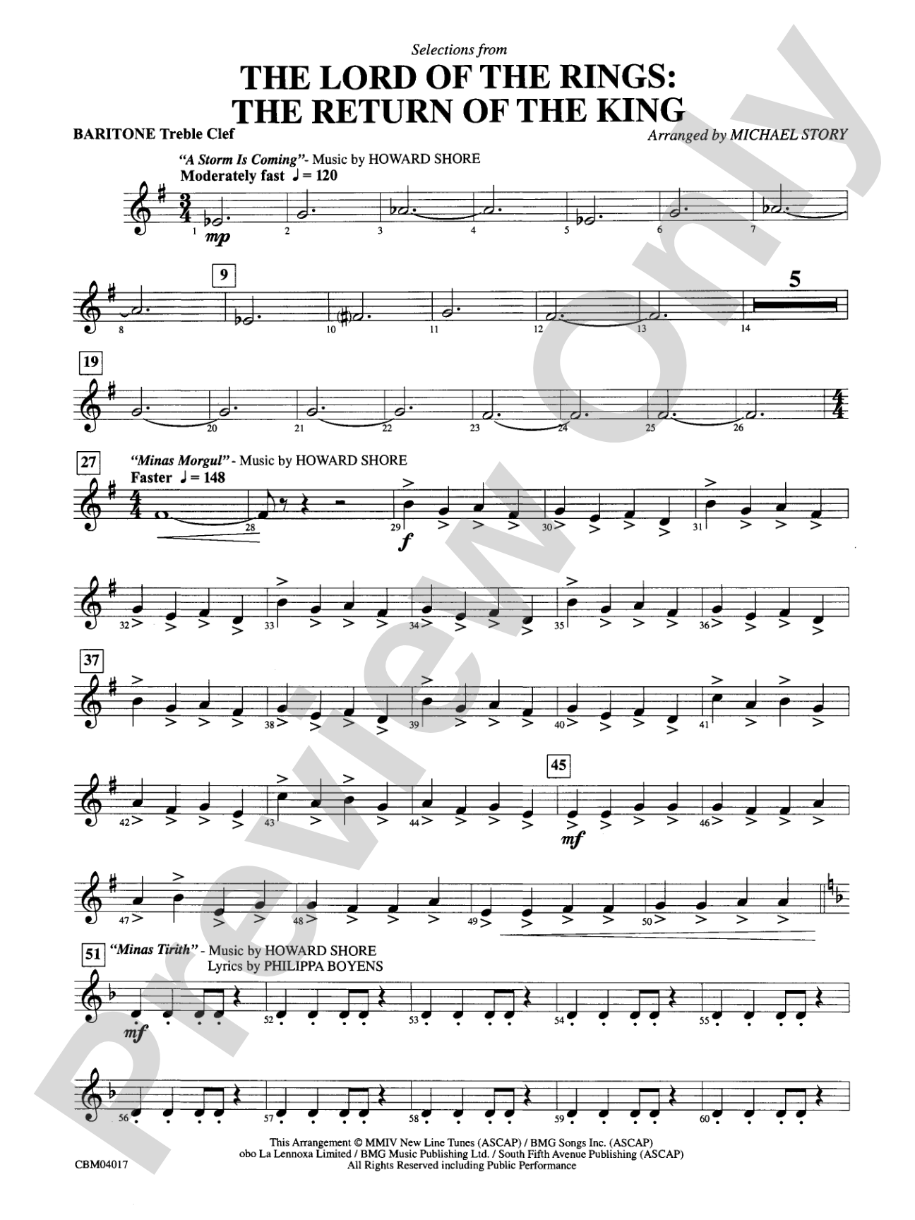 The Lord of the Rings: The Return of the King, Selections from: Baritone T.C.