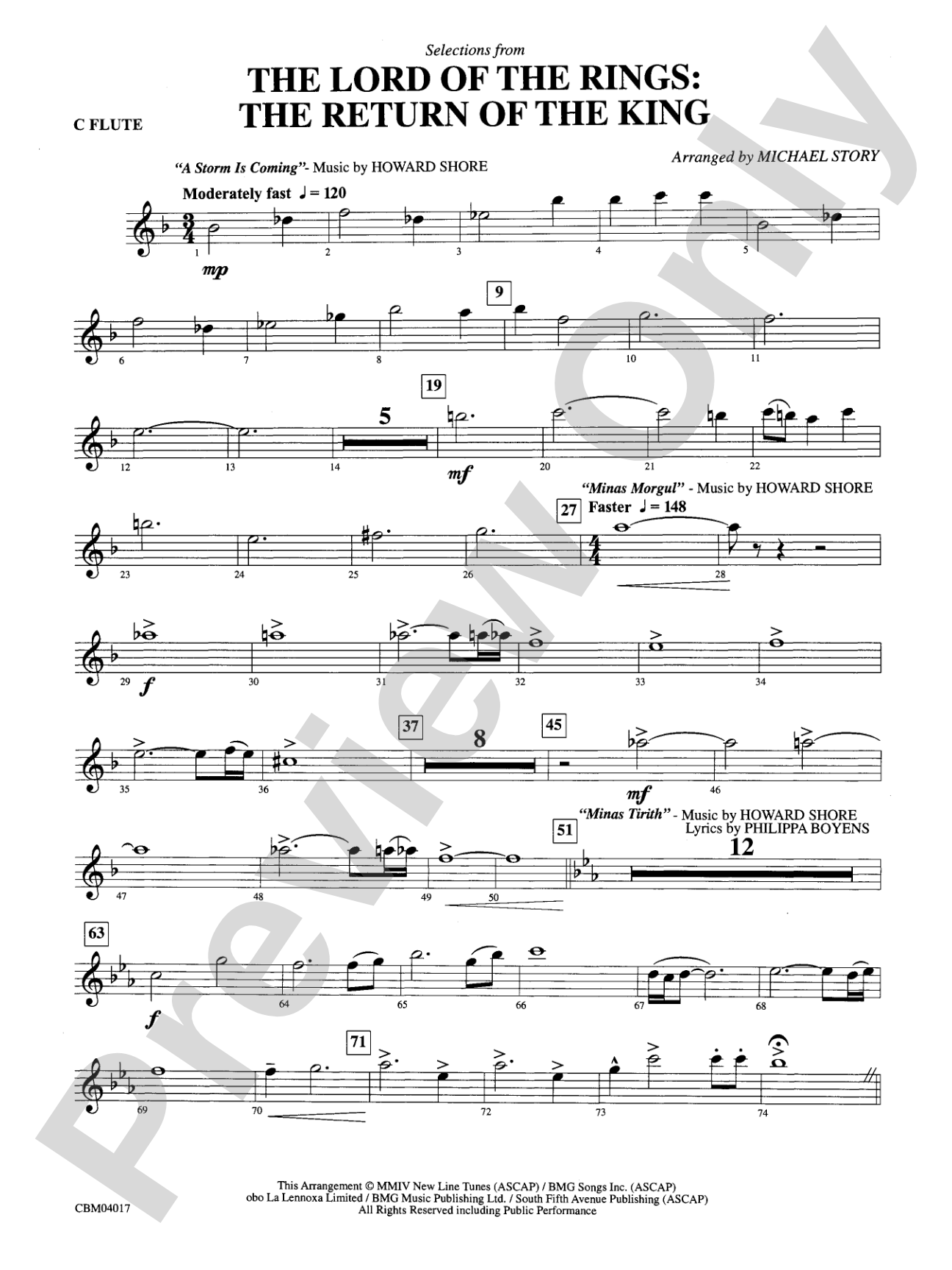 The Lord of the Rings: The Return of the King, Selections from: Flute