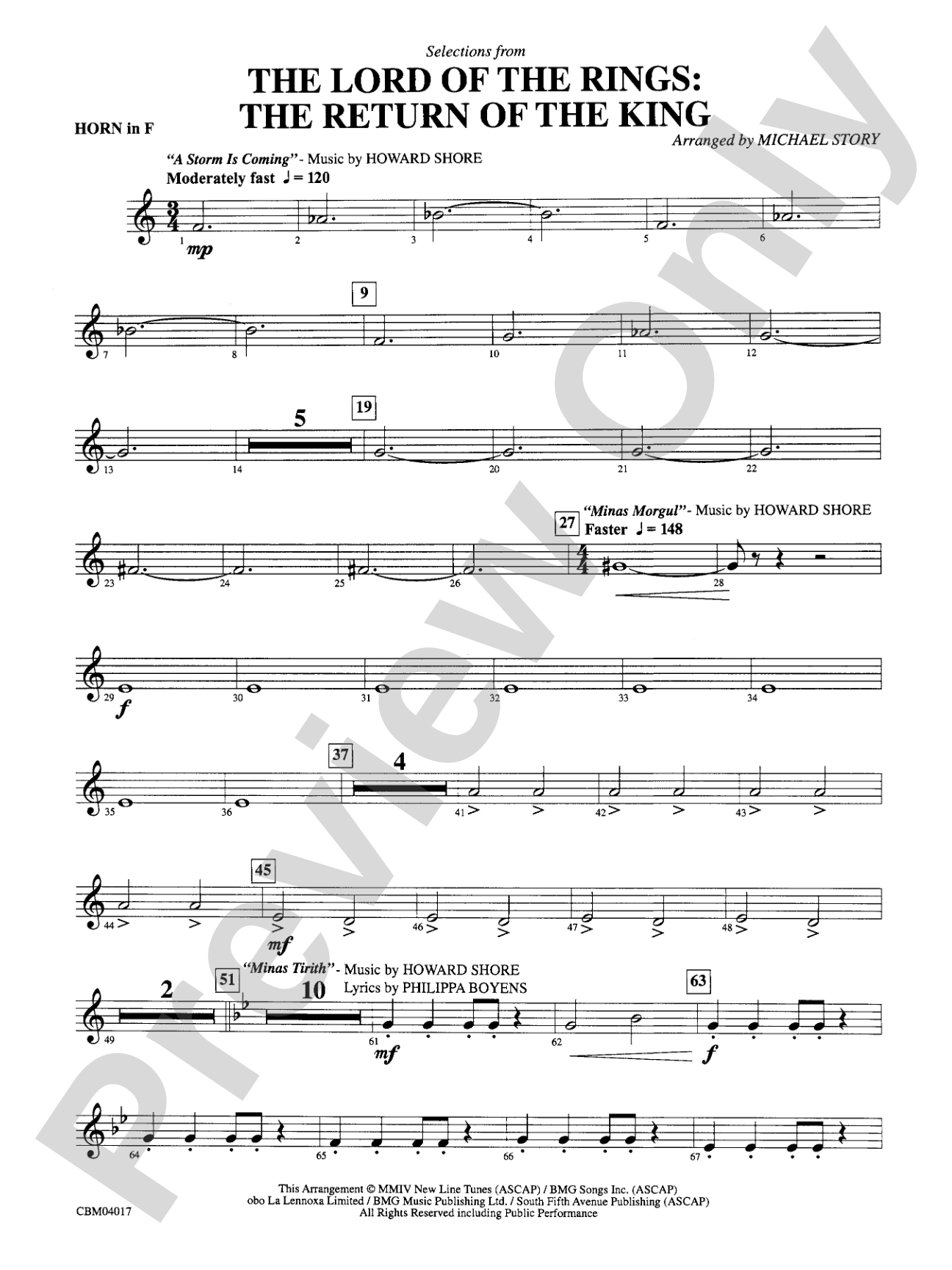 The Lord of the Rings: The Return of the King, Selections from: 1st F Horn