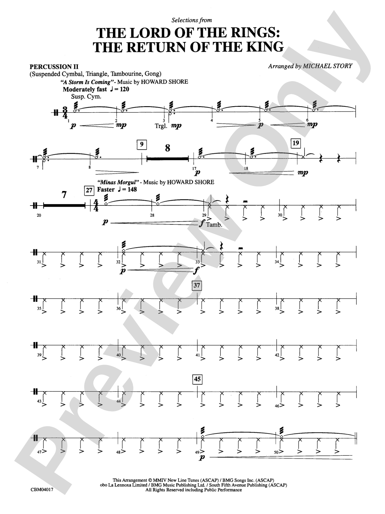 The Lord of the Rings: The Return of the King, Selections from: 2nd Percussion