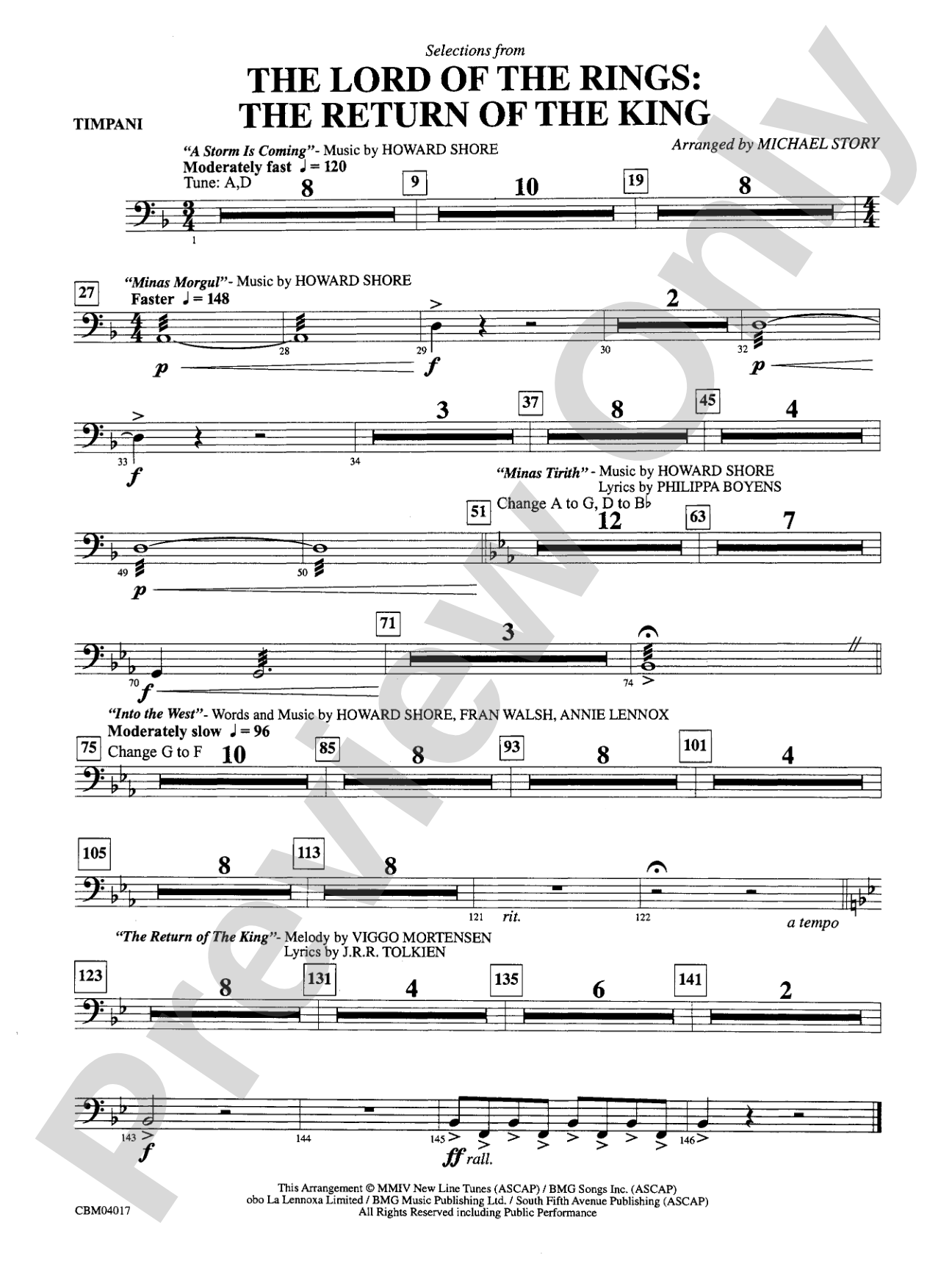 The Lord of the Rings: The Return of the King, Selections from: Timpani