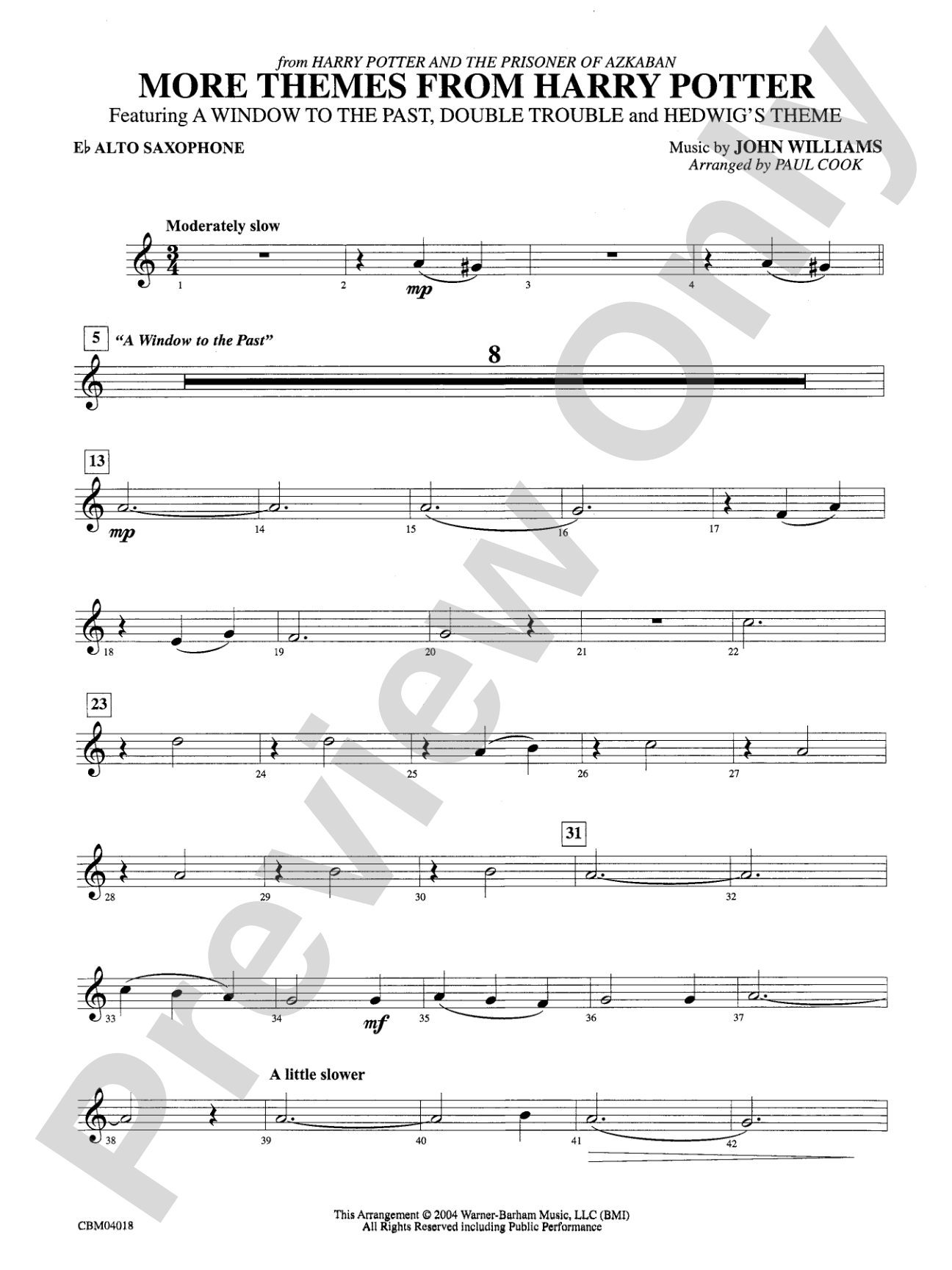 Harry Potter and the Prisoner of Azkaban, More Themes from: E-flat Alto Saxophone