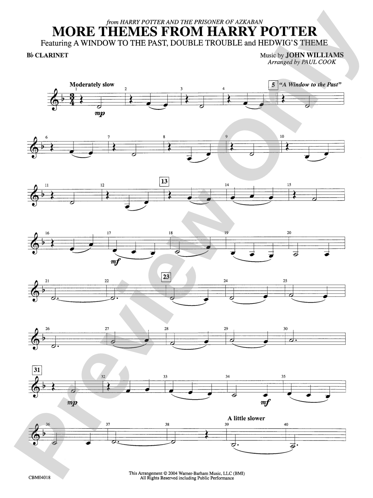 Harry Potter and the Prisoner of Azkaban, More Themes from: 1st B-flat Clarinet