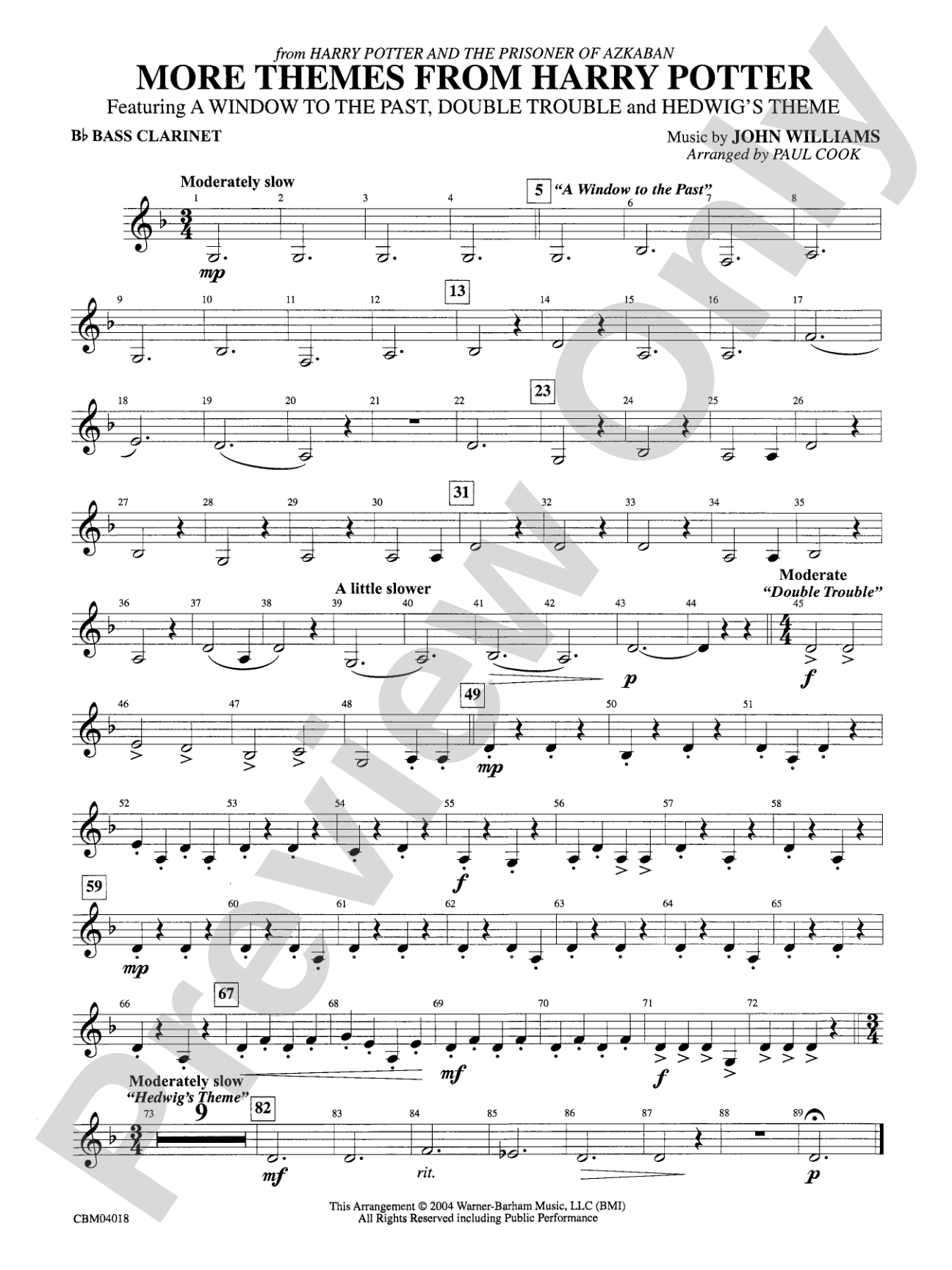 Harry Potter and the Prisoner of Azkaban, More Themes from: B-flat Bass Clarinet