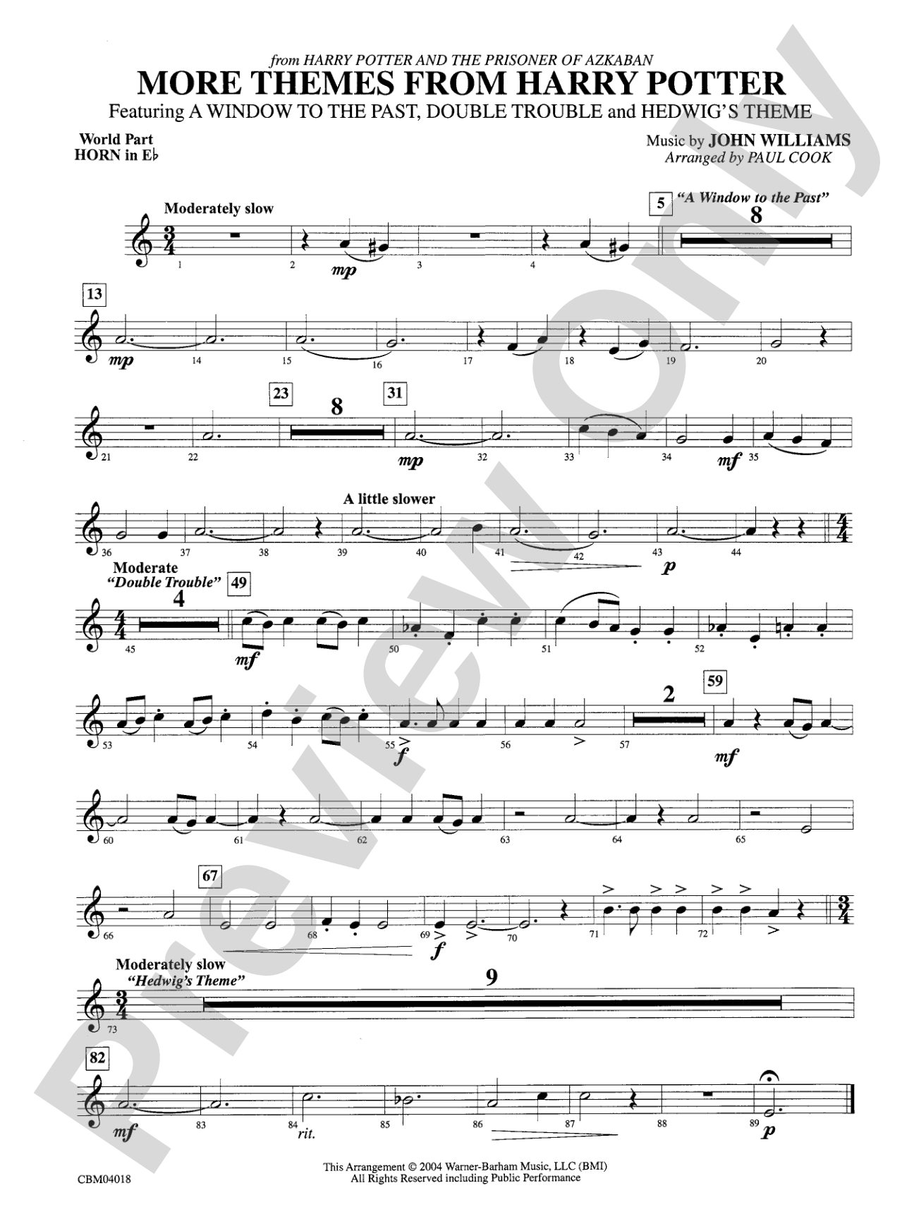 Harry Potter and the Prisoner of Azkaban, More Themes from: WP 1st Horn in E-flat