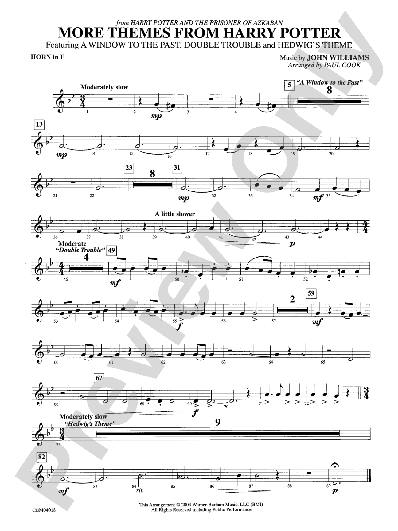Harry Potter and the Prisoner of Azkaban, More Themes from: 1st F Horn