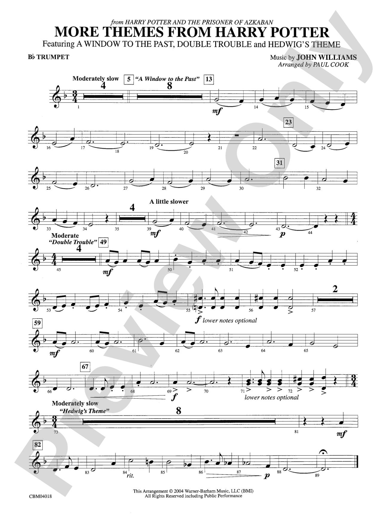 Harry Potter and the Prisoner of Azkaban, More Themes from: 1st B-flat Trumpet