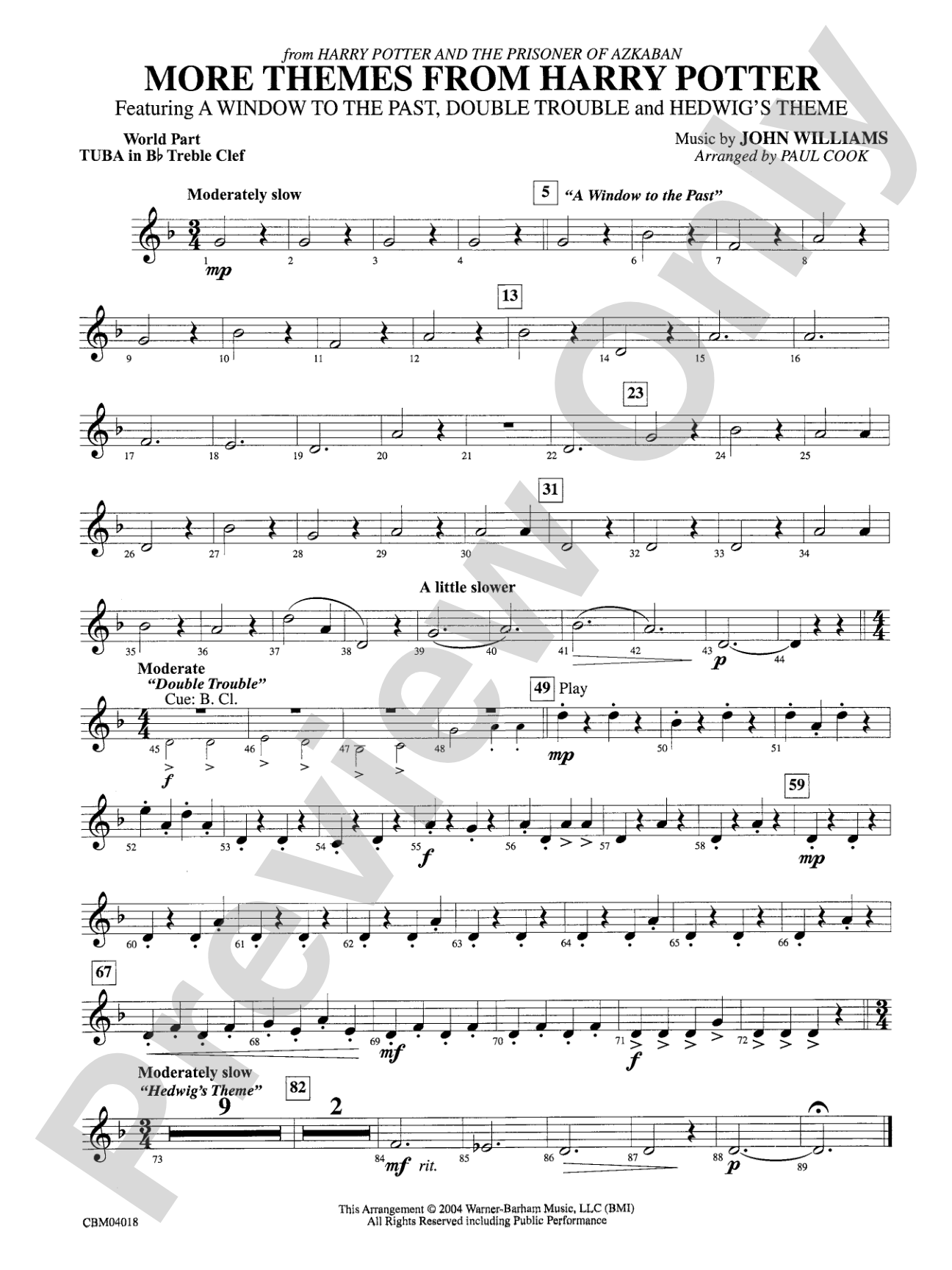 Harry Potter and the Prisoner of Azkaban, More Themes from: WP B-flat Tuba T.C.