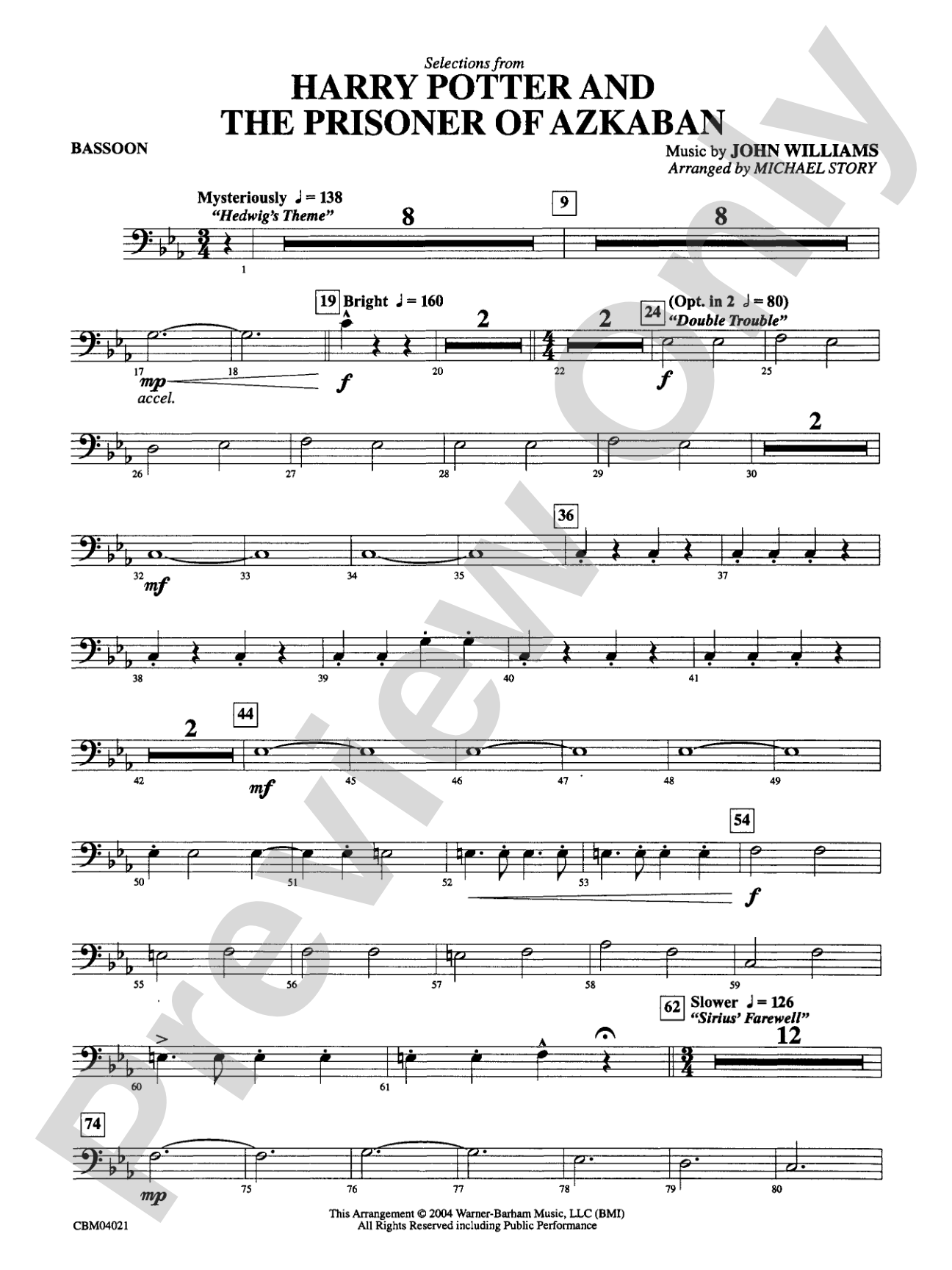 Harry Potter and the Prisoner of Azkaban, Selections from: Bassoon