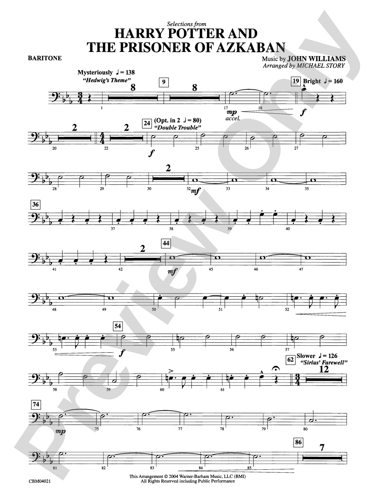 Harry Potter and the Prisoner of Azkaban, Selections from: Baritone B.C.