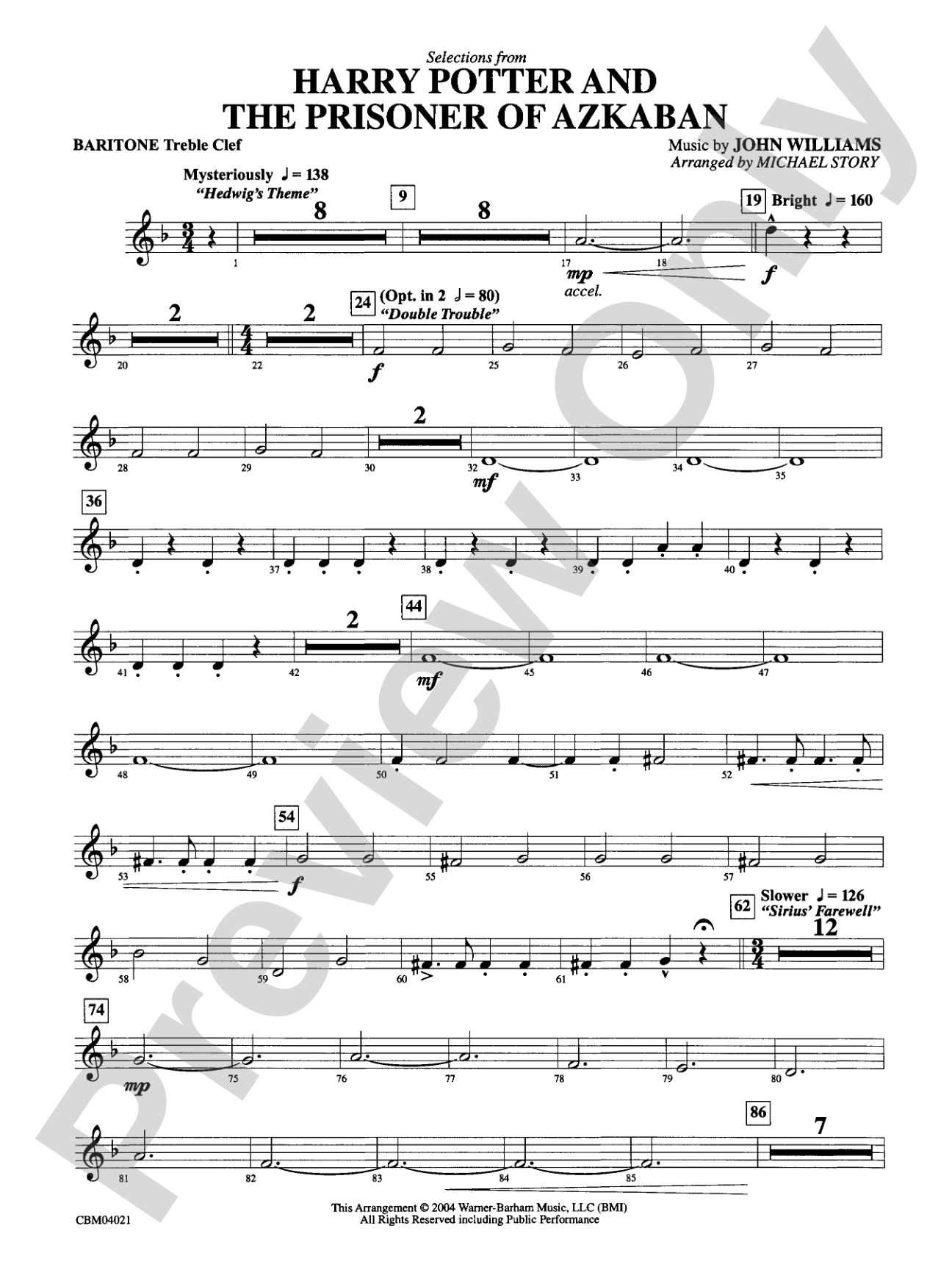 Harry Potter and the Prisoner of Azkaban, Selections from: Baritone T.C.