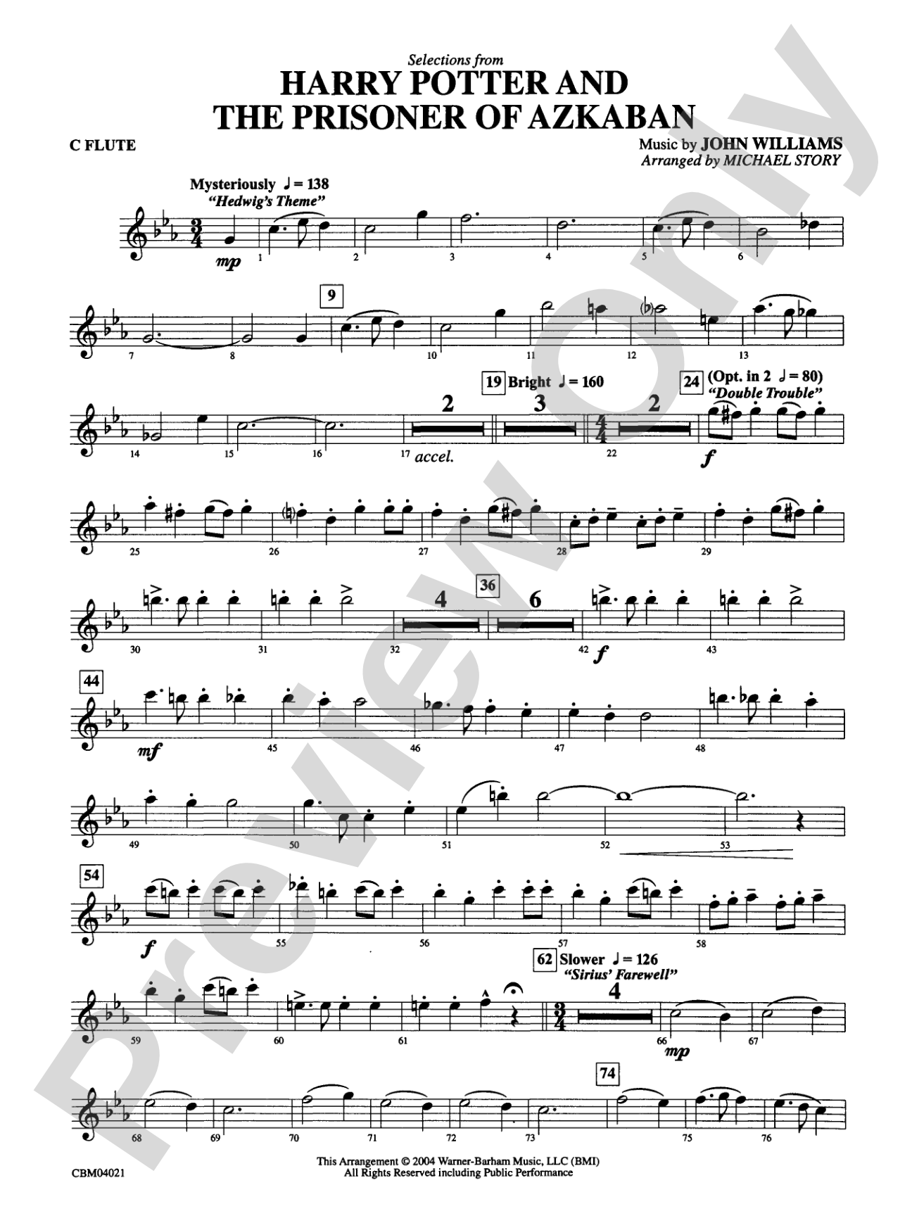 Harry Potter and the Prisoner of Azkaban, Selections from: Flute