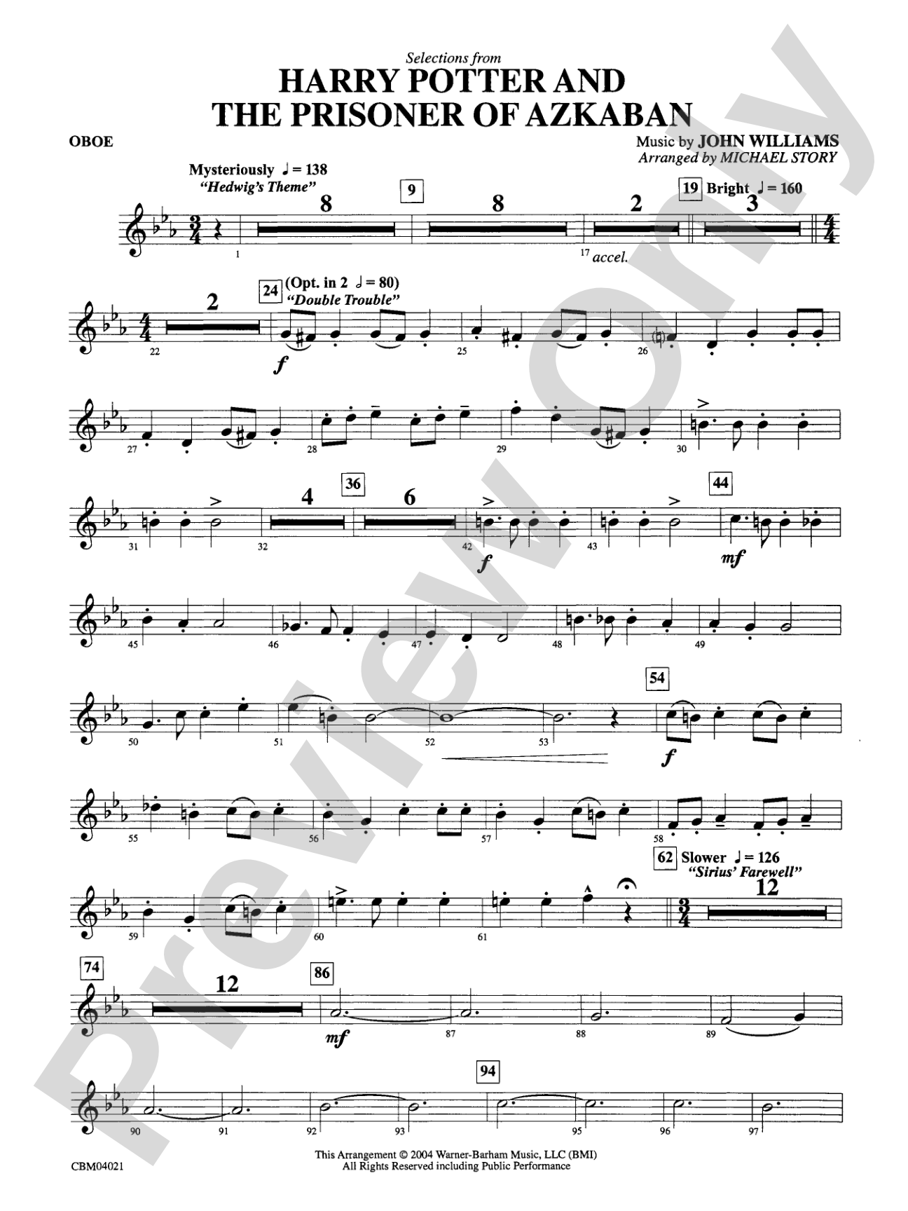 Harry Potter and the Prisoner of Azkaban, Selections from: Oboe