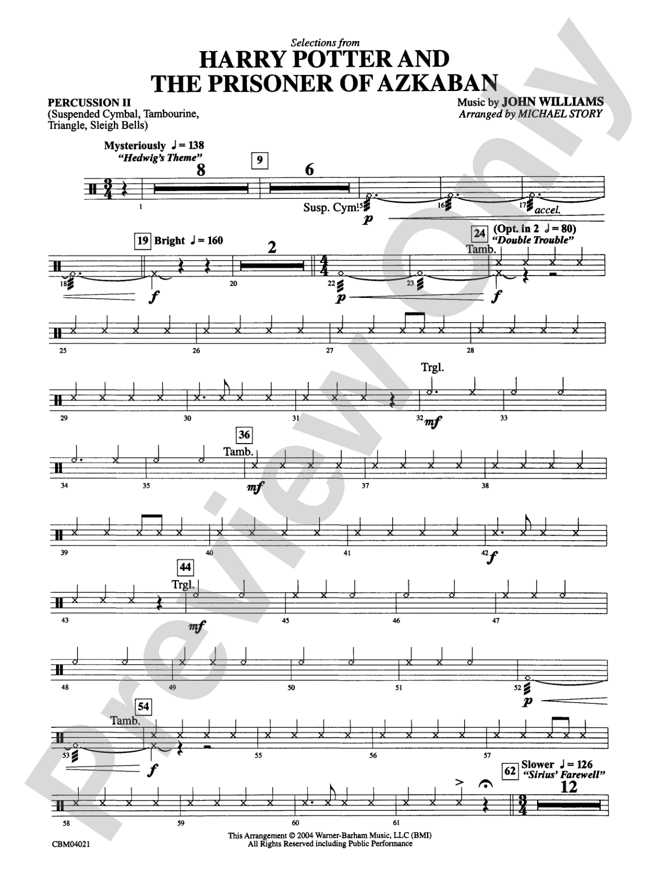Harry Potter and the Prisoner of Azkaban, Selections from: 2nd Percussion