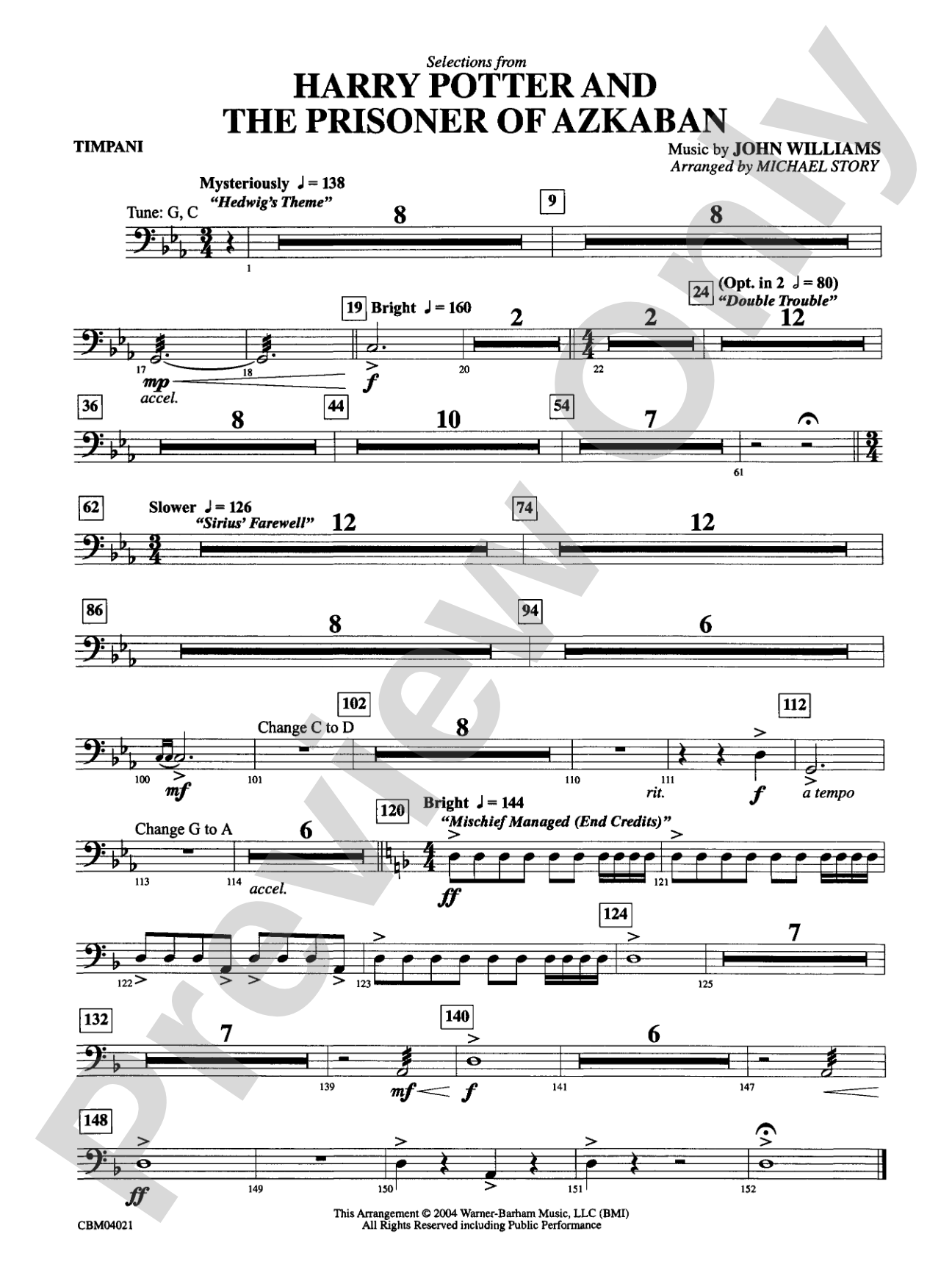 Harry Potter and the Prisoner of Azkaban, Selections from: Timpani