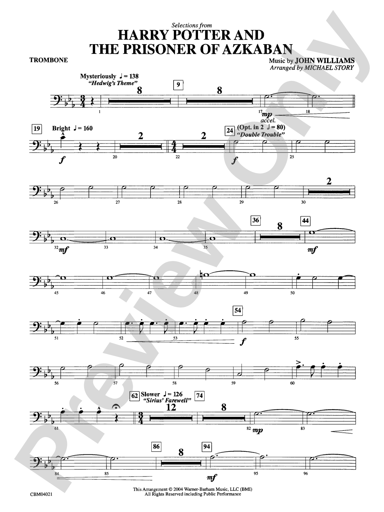 Harry Potter and the Prisoner of Azkaban, Selections from: 1st Trombone