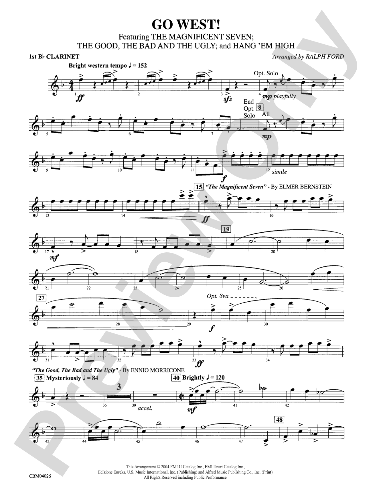 Go West!: 1st B-flat Clarinet